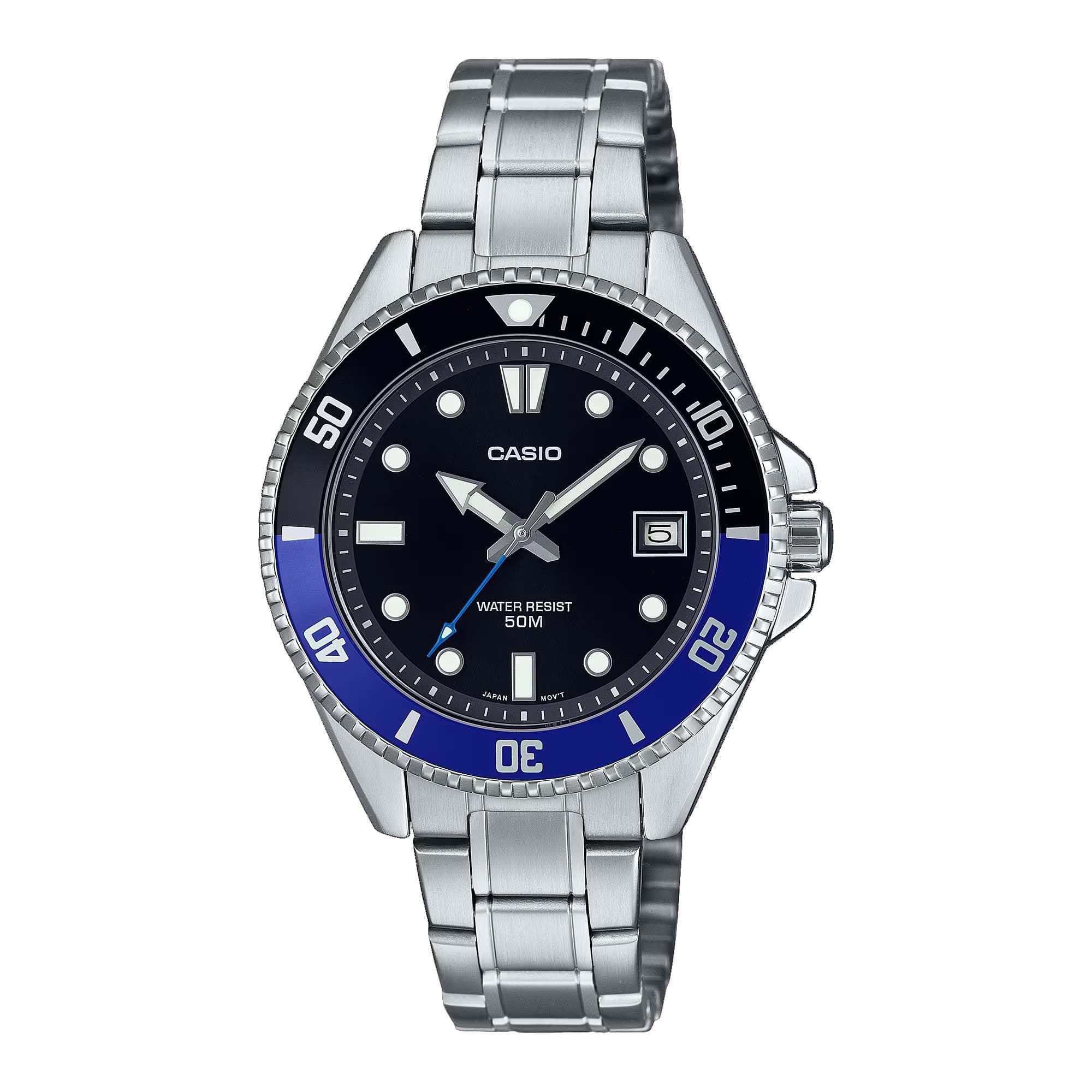 MDV10D-1A2V Uni Dive Style 38mm Stainless Steel Black Dial Sport Watch (Black/Blue), Black, Classic, Black, Classic