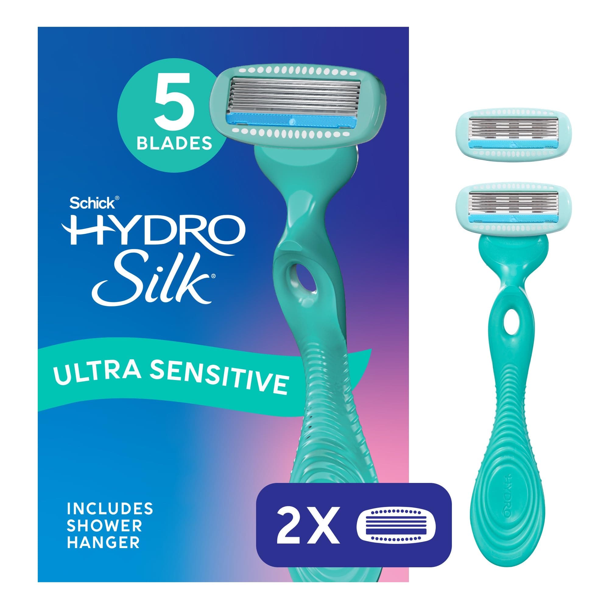 Hydro Silk Sensitive Skin Razor for Women with 2 Moisturizing Razor Blade Refills