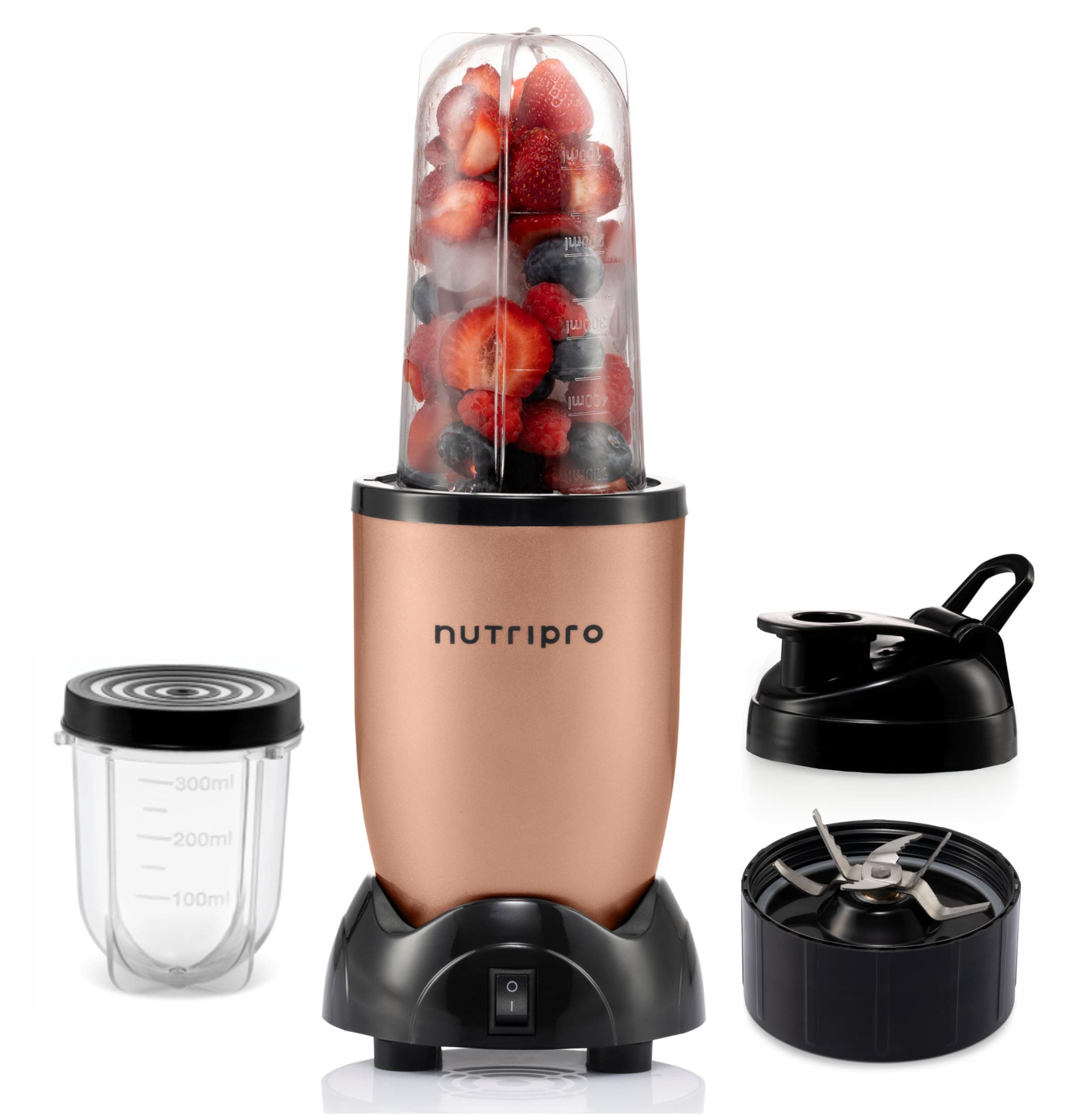 Juicer Mixer Grinder - Smoothie Maker - 500 Watts (2 Jars & 1 Blade, Gold) - 2 Year Warranty