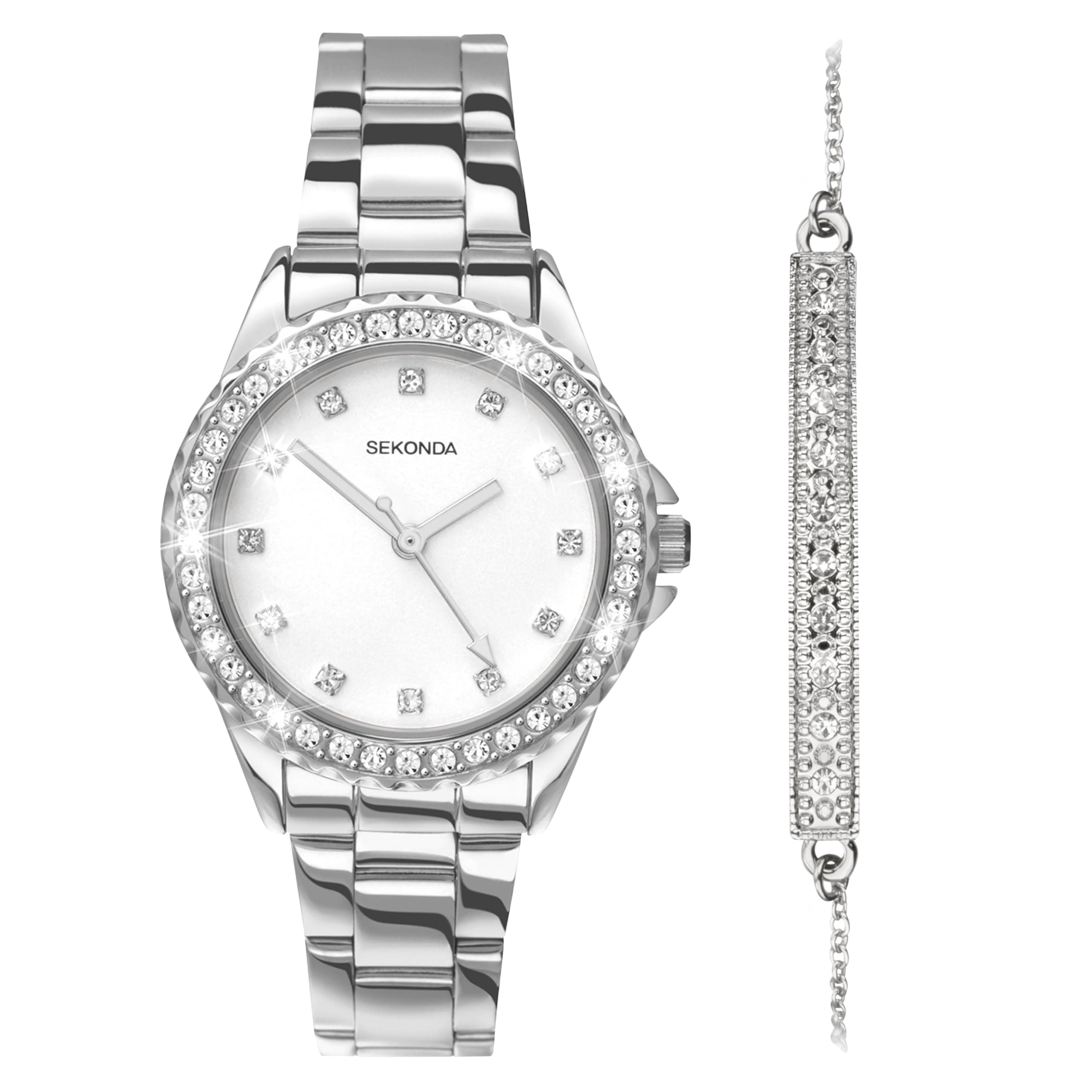 Elizabeth 33mm Women's Watch with Stone Set Case and Stainless Steel Bracelet
