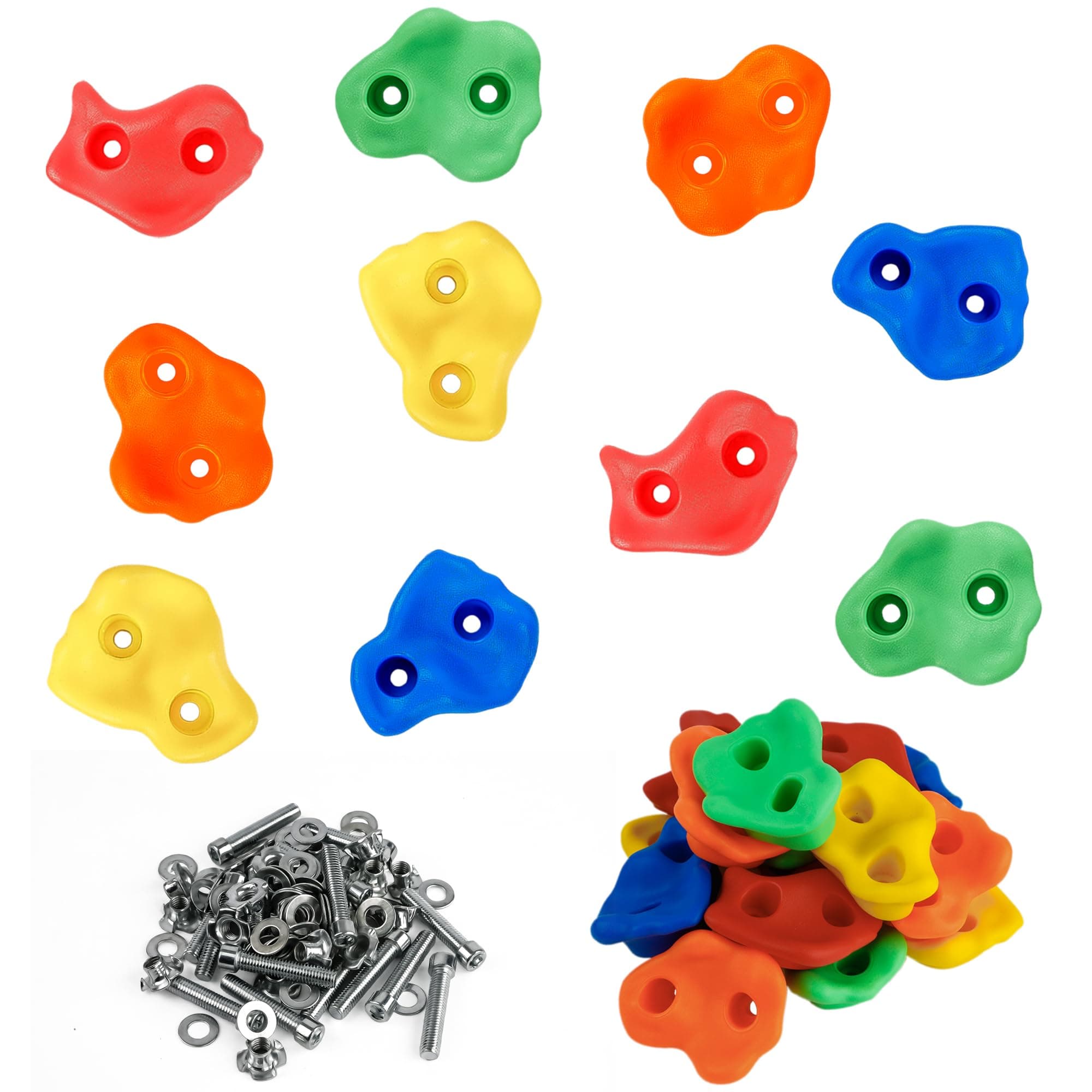 C CRYSTAL LEMON Rock Climbing Holds for Kids, Colorful Textured Rock Wall Climbing Rocks for Playground Indoor Outdoor Playset, Installation Hardware Included