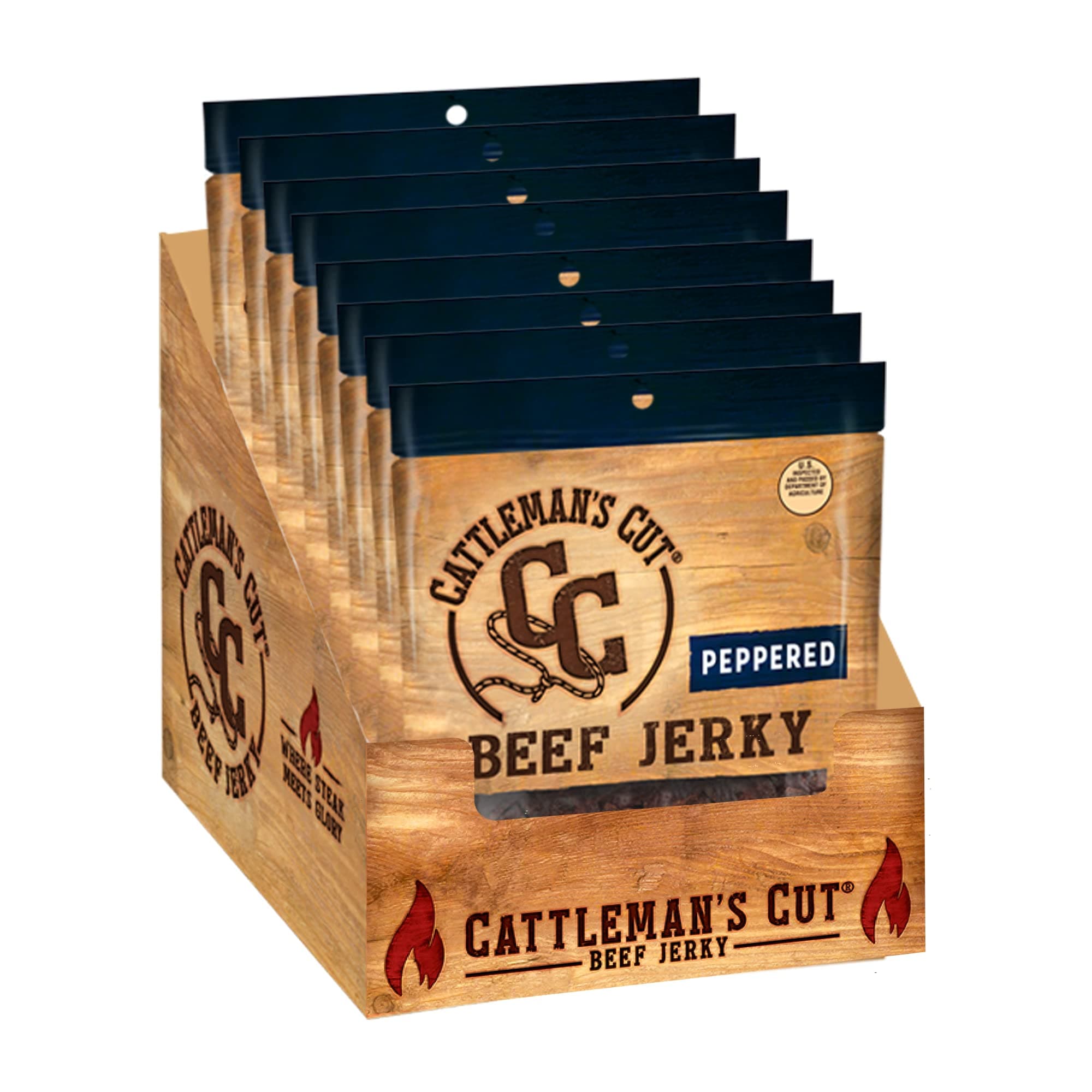 Cattleman's Cut Peppered Beef Jerky, 2.5 Ounce (Pack of 8)