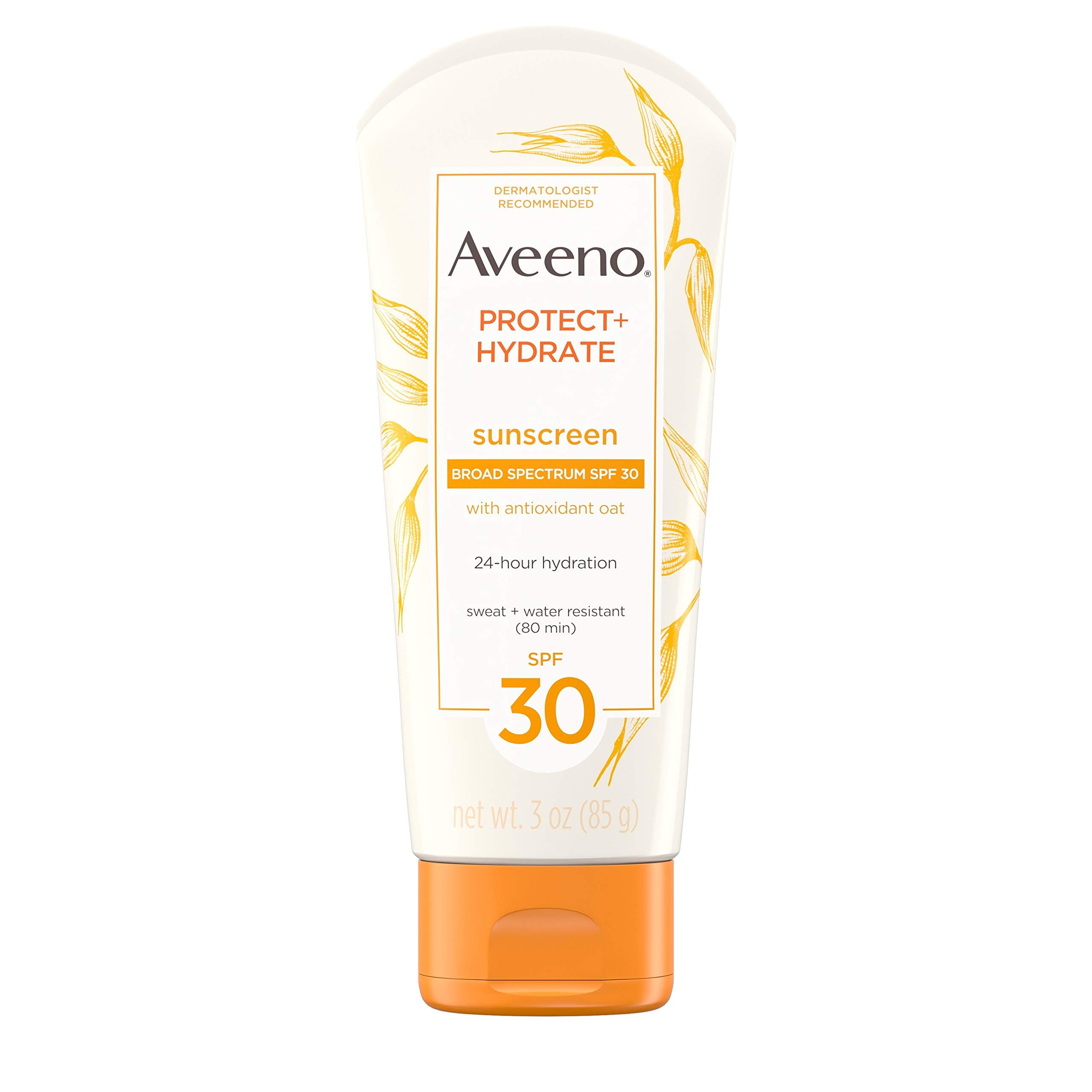 Aveeno Sun Protection + Hydrate Moisturizing Sunscreen Lotion with Broad Spectrum SPF 30 & Antioxidant Oat, Oil-Free, Sweat- & Water-Resistant, Travel-Size, 3 Oz