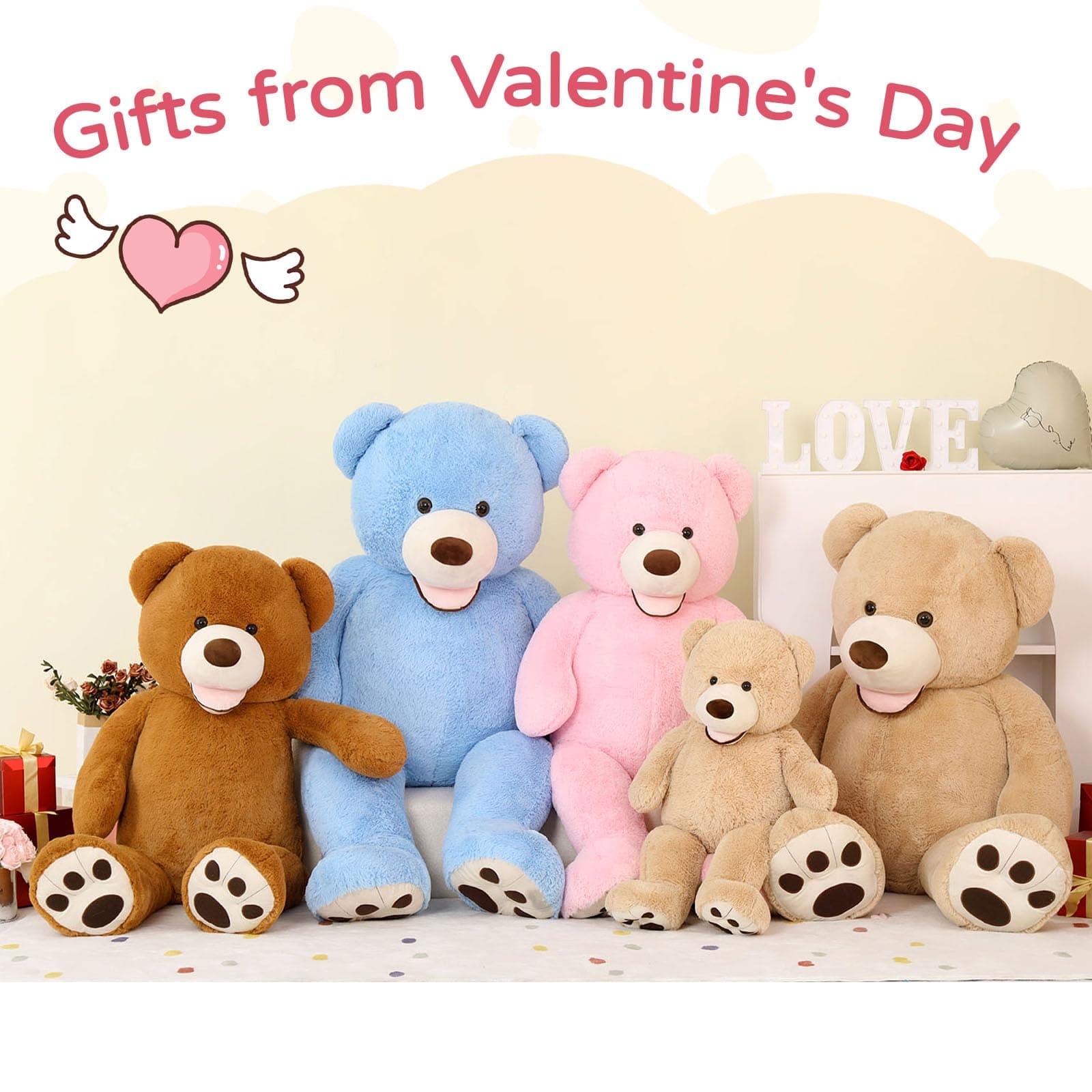 MaoGoLan Giant Teddy Bear 5 Feet Stuffed Animal, Brown Valentines Day Big Teddy Bear Plush for Girlfriend Boyfriend, Soft and Fluffy Life Size Teddy Bear Gift for Baby Shower