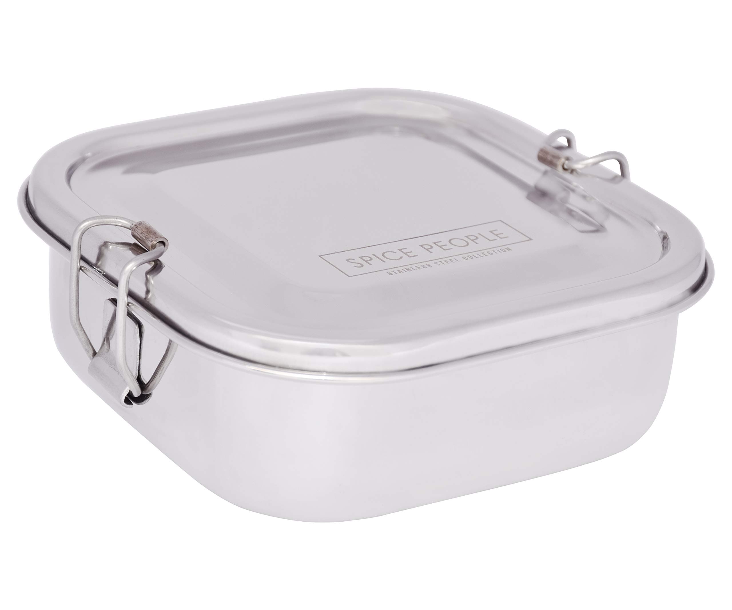 SPICE PEOPLE Square Lunch Box - Bento Box Square - Small Square Lunch Box - Square Insulated Food Container - Bento Box Containers - Stainless Steel Bento Boxes (14.5x14.5x5 centimeter, Square)