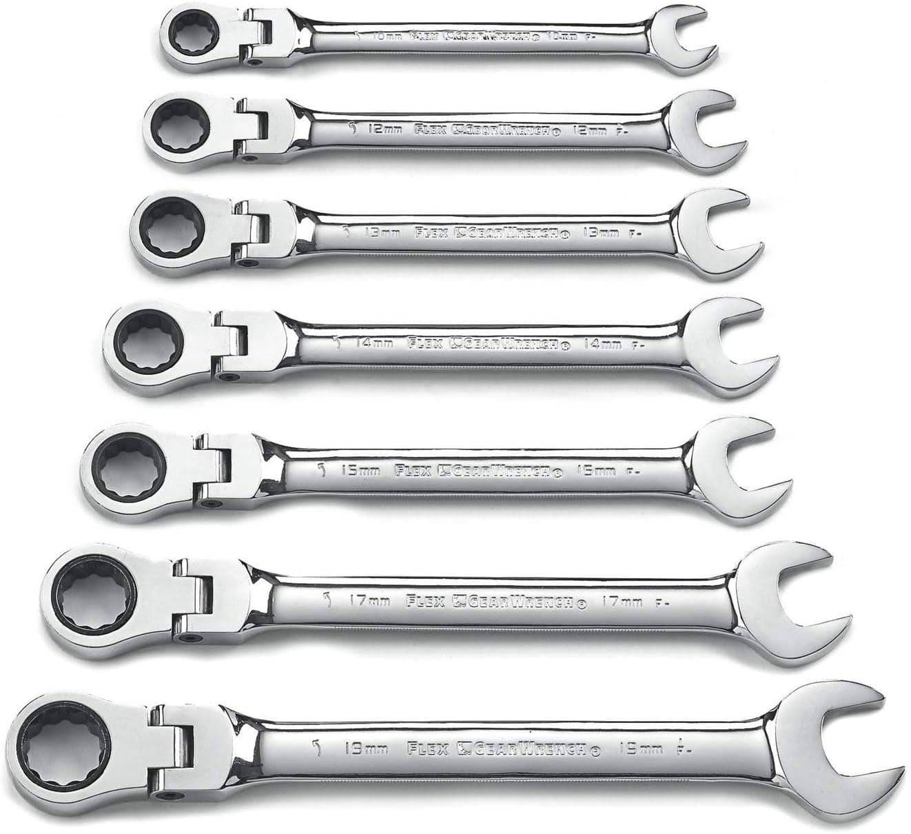 7 Pc. 12 Point Flex Head Ratcheting Combination Metric Wrench Set - 9900D