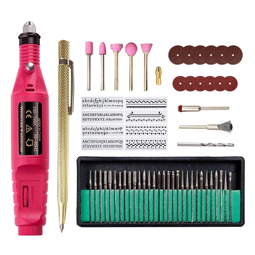 Afantti 104 Pcs Electric Engraver Mini Engraving Etching Pen Micro Sander Rotary Tool Kit for Metal Glass Ceramic Plastic Wood Jewelry with Scriber Pen