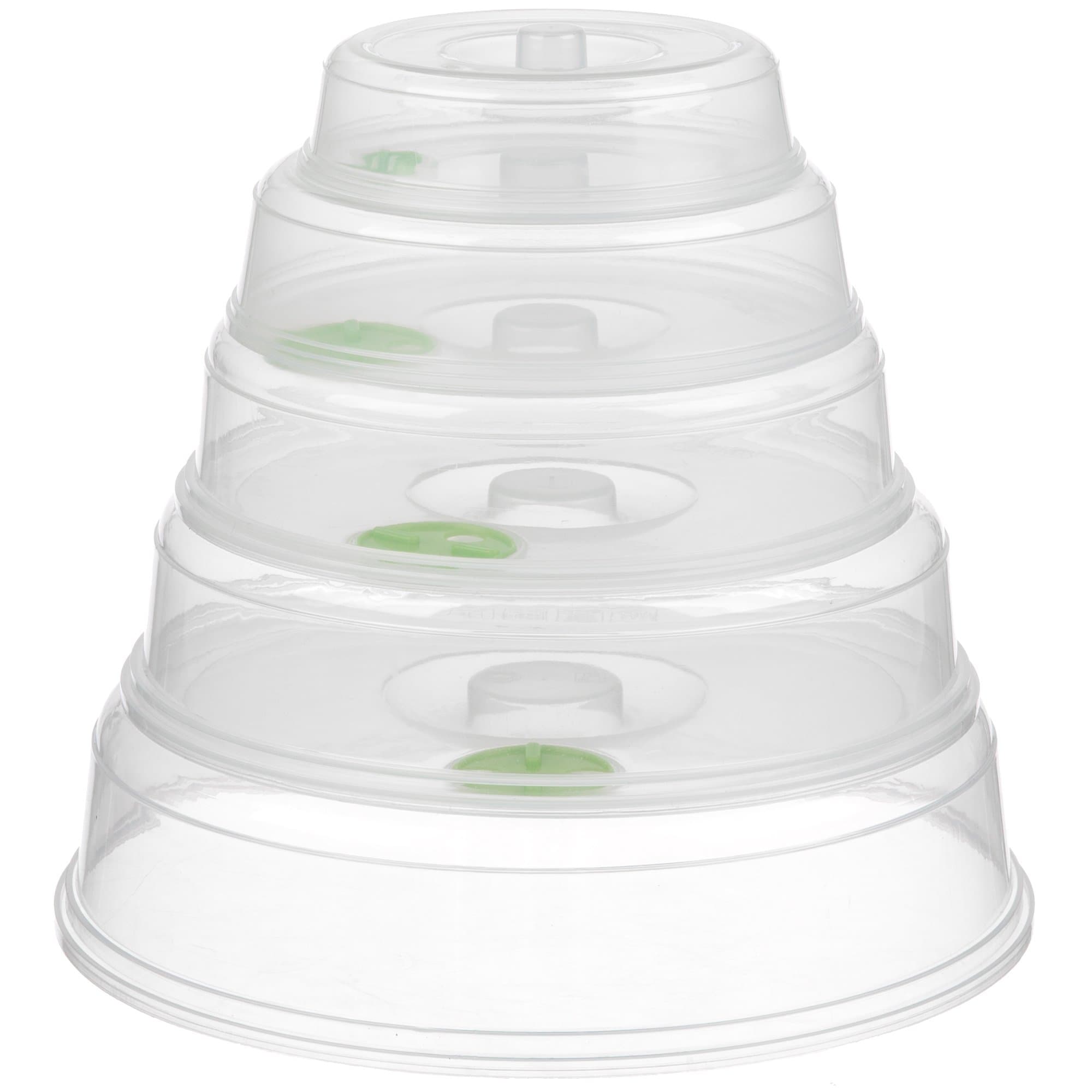 Set of 5 Microwave Plate Covers with Adjustable Steam Vents; Microwave Splatter Covers