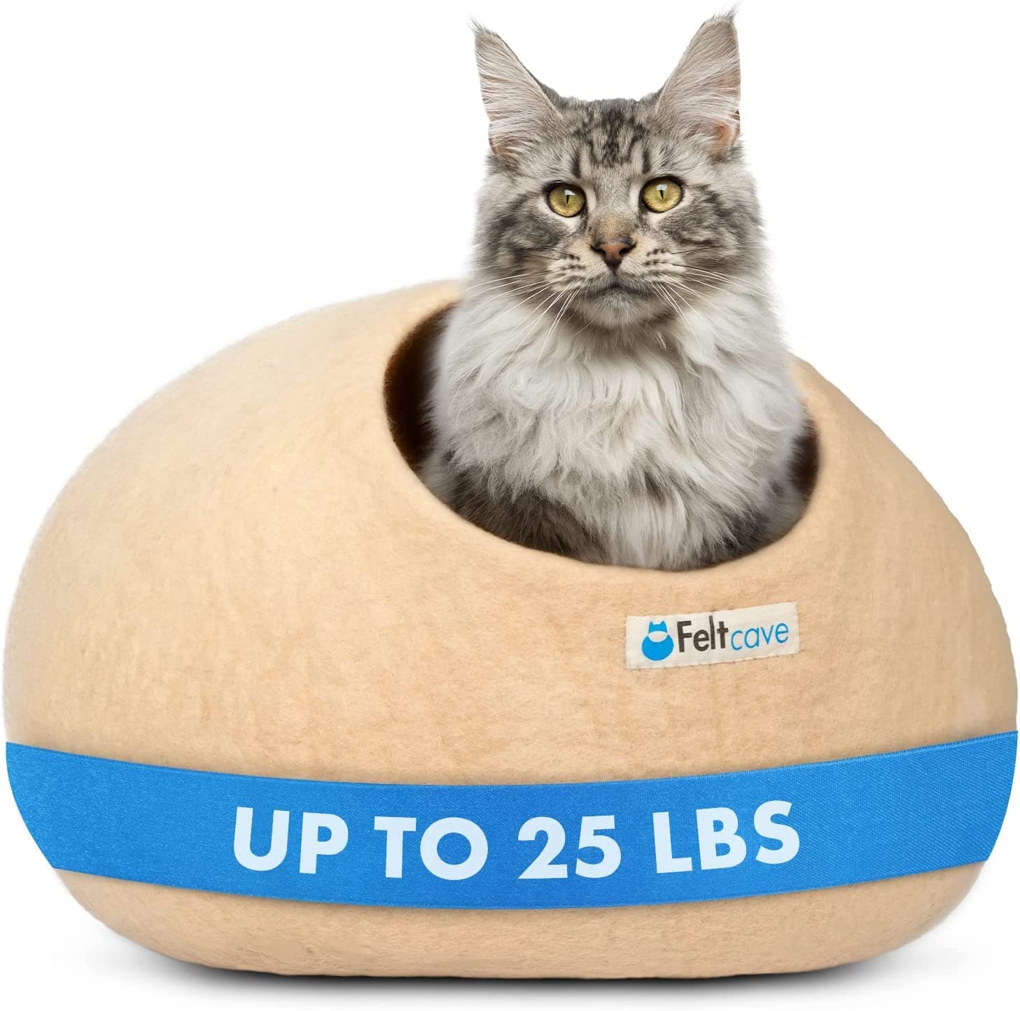 Feltcave Extra Large Cat Cave Bed, Handmade Cat Hideaway, Wool Cat Cave Large, Wooly Cave for Cats Hideout, Felt Cat Cave Beds for Indoor Cats