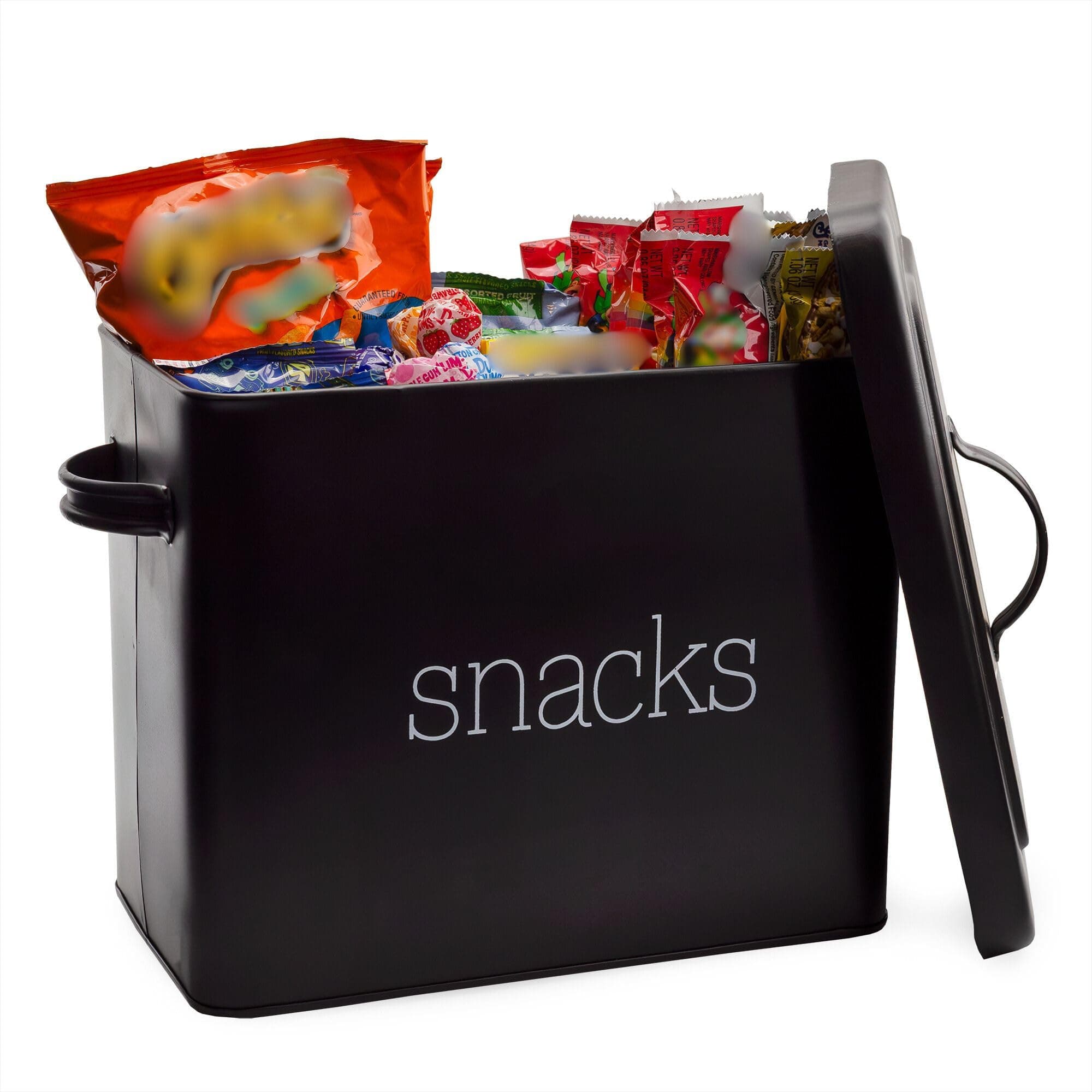 AuldHome Design Black Enamel Snack Bin; Modern Farmhouse Style Snack Container, Ideal for Single Serving Snacks