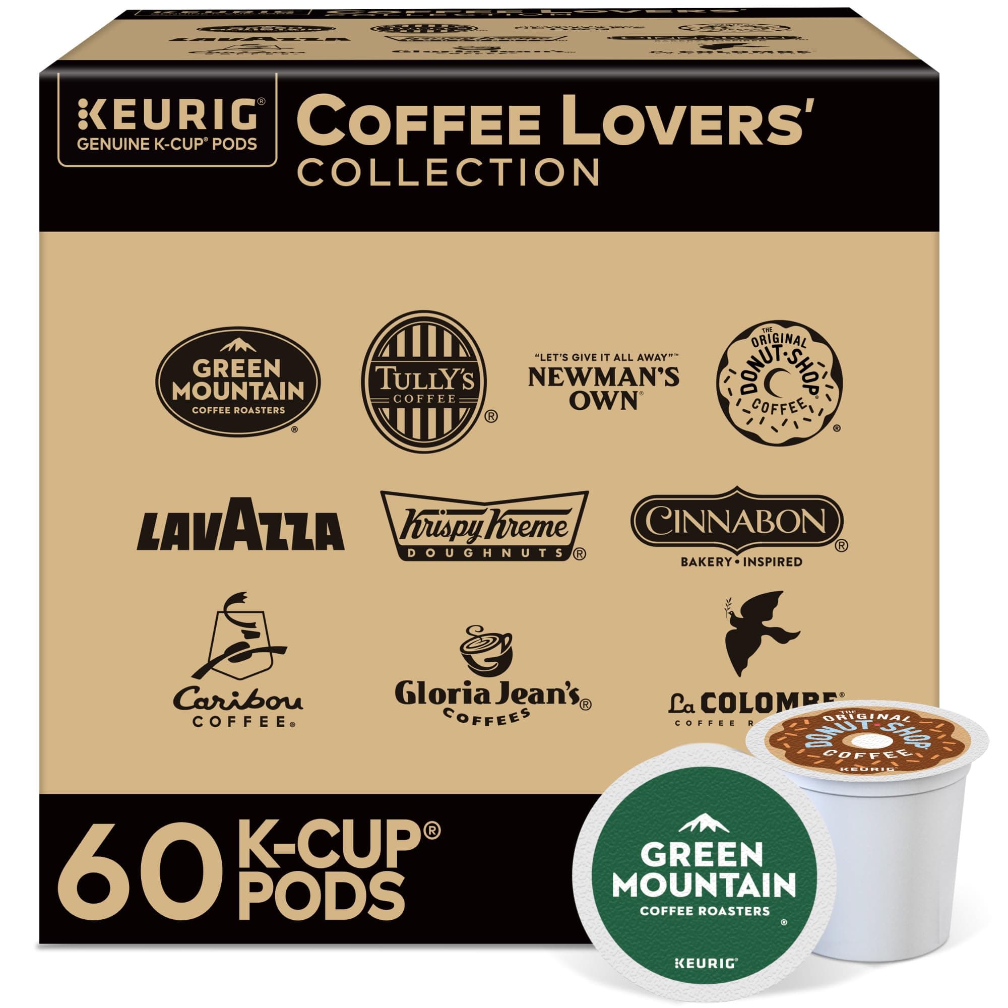 Coffee Lovers’ Collection, Single Serve Keurig K-Cup Pod Variety Pack, Light, Medium, and Dark Roast Coffees, 60-Count Box