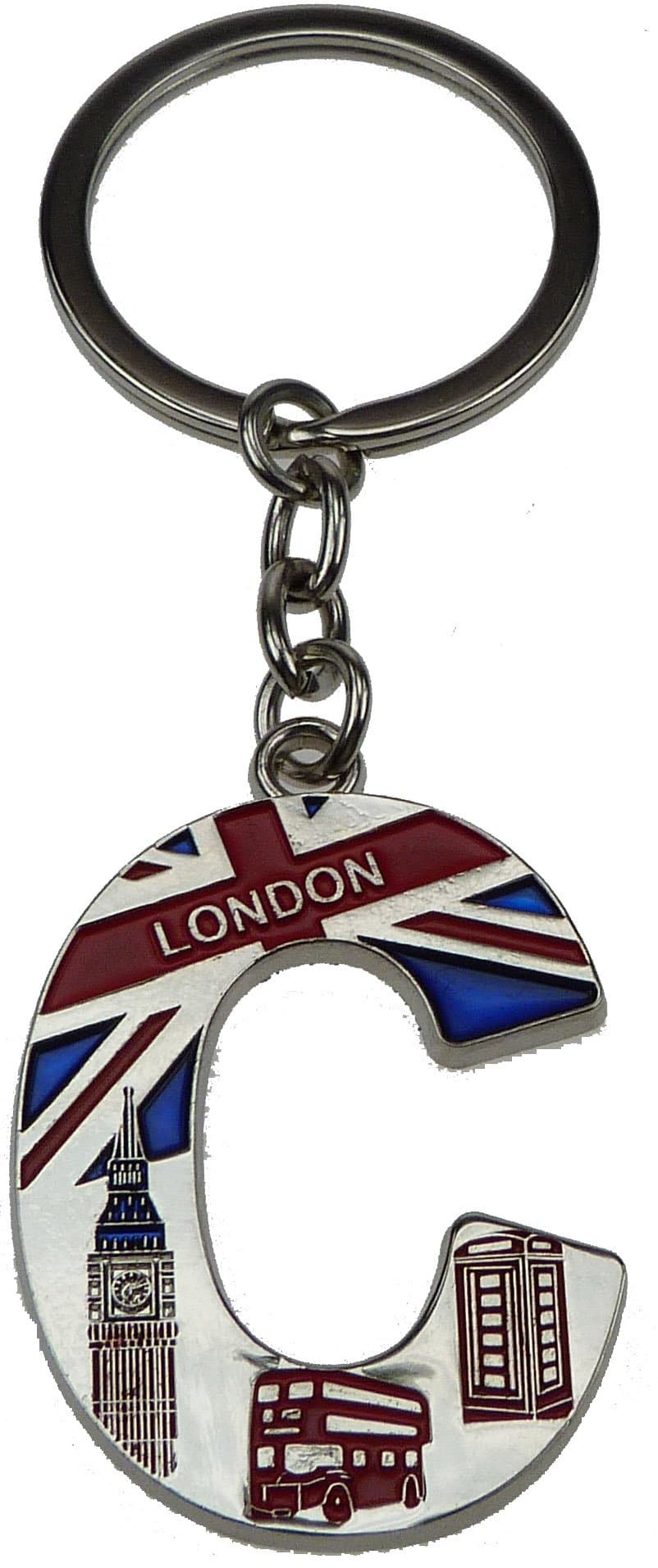 London Landmark Souvenir Alphabet Letters Name Sign Metal Key Ring Chain - A to Z (C)