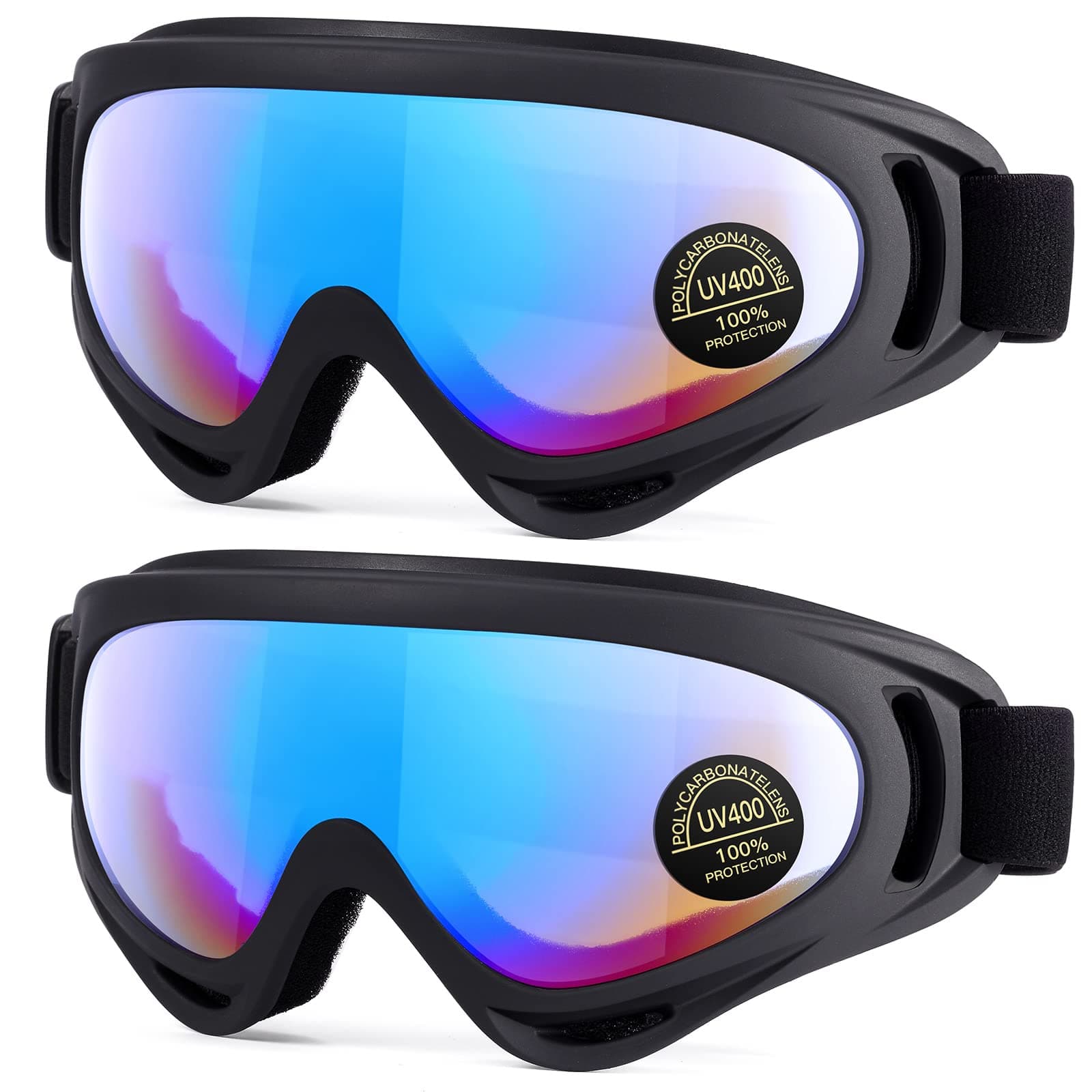Kids Motorcycle Goggles - 2-Pack Dirt Bike Off-Road Racing Goggles for Boys & Girls