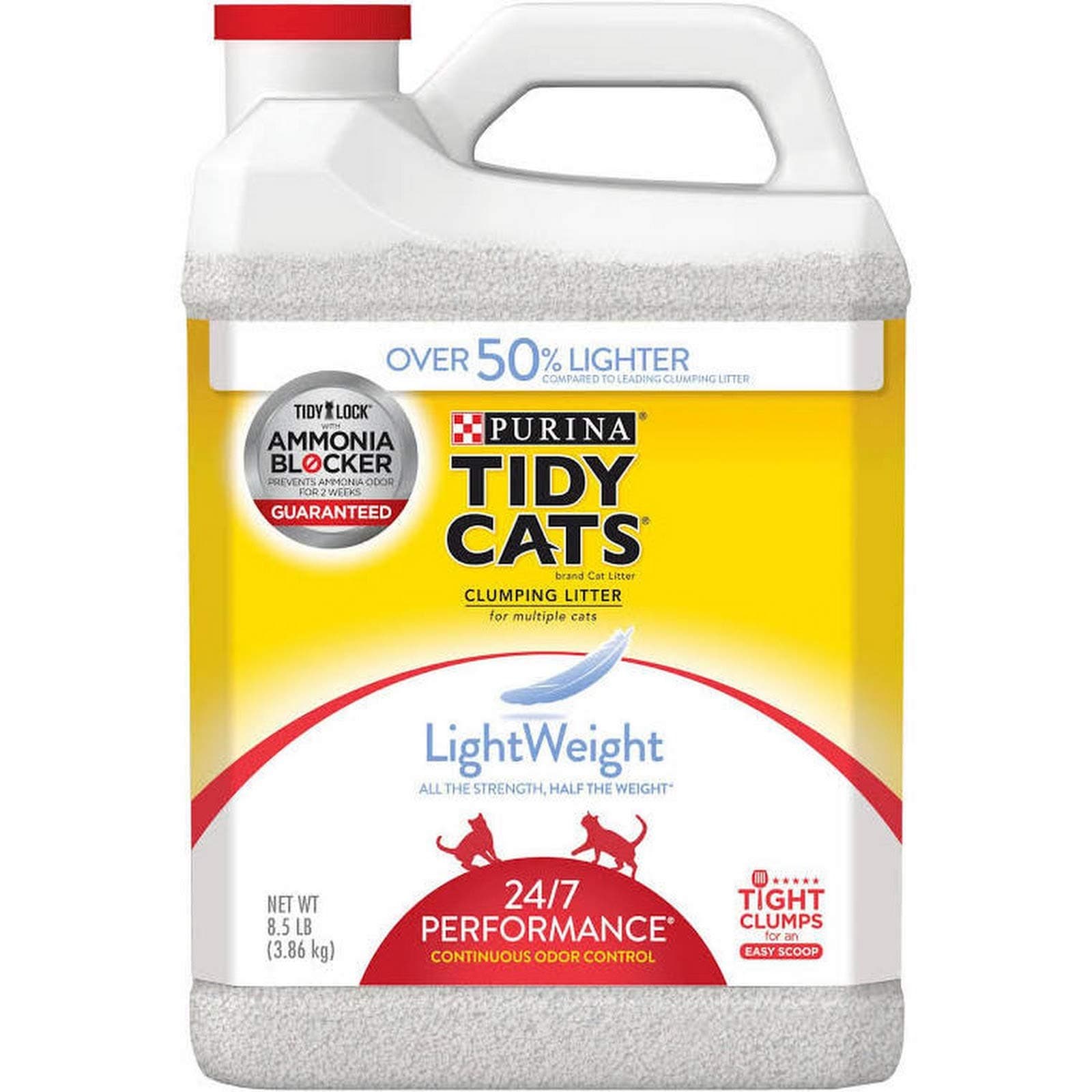 Tidy Cats Purina Lightweight Clumping Litter 24/7 Performance for Multiple Cats 8.5 lb. Jug- 3 Pack