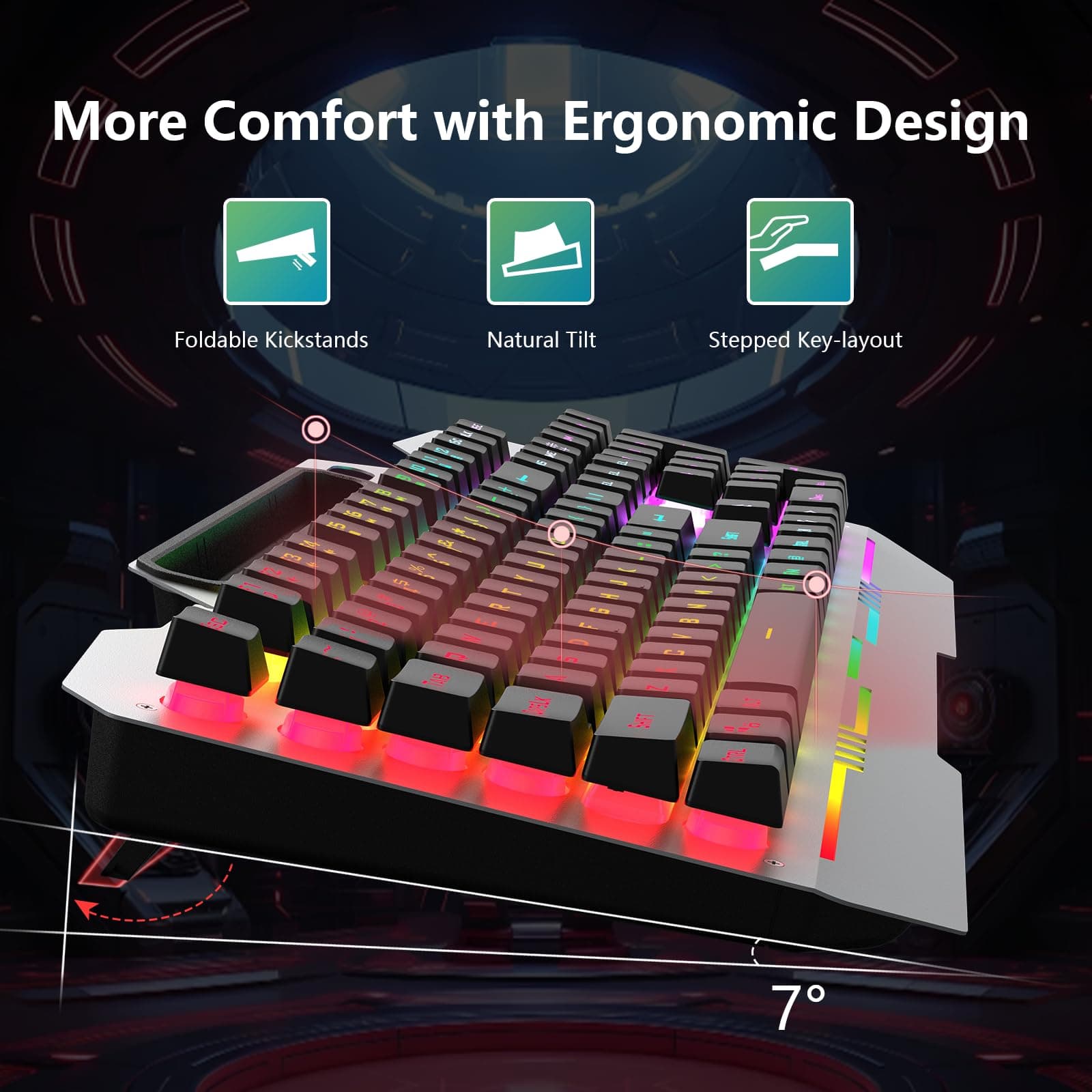 AULA Keyboard T102 104 Keys Gaming Keyboard and Mouse Combo with RGB Backlit Quiet Computer Keyboard, All Metal Panel, Waterproof Light-Up PC Keyboard, USB Wired Keyboard Games, for MAC Xbox PC Gamer