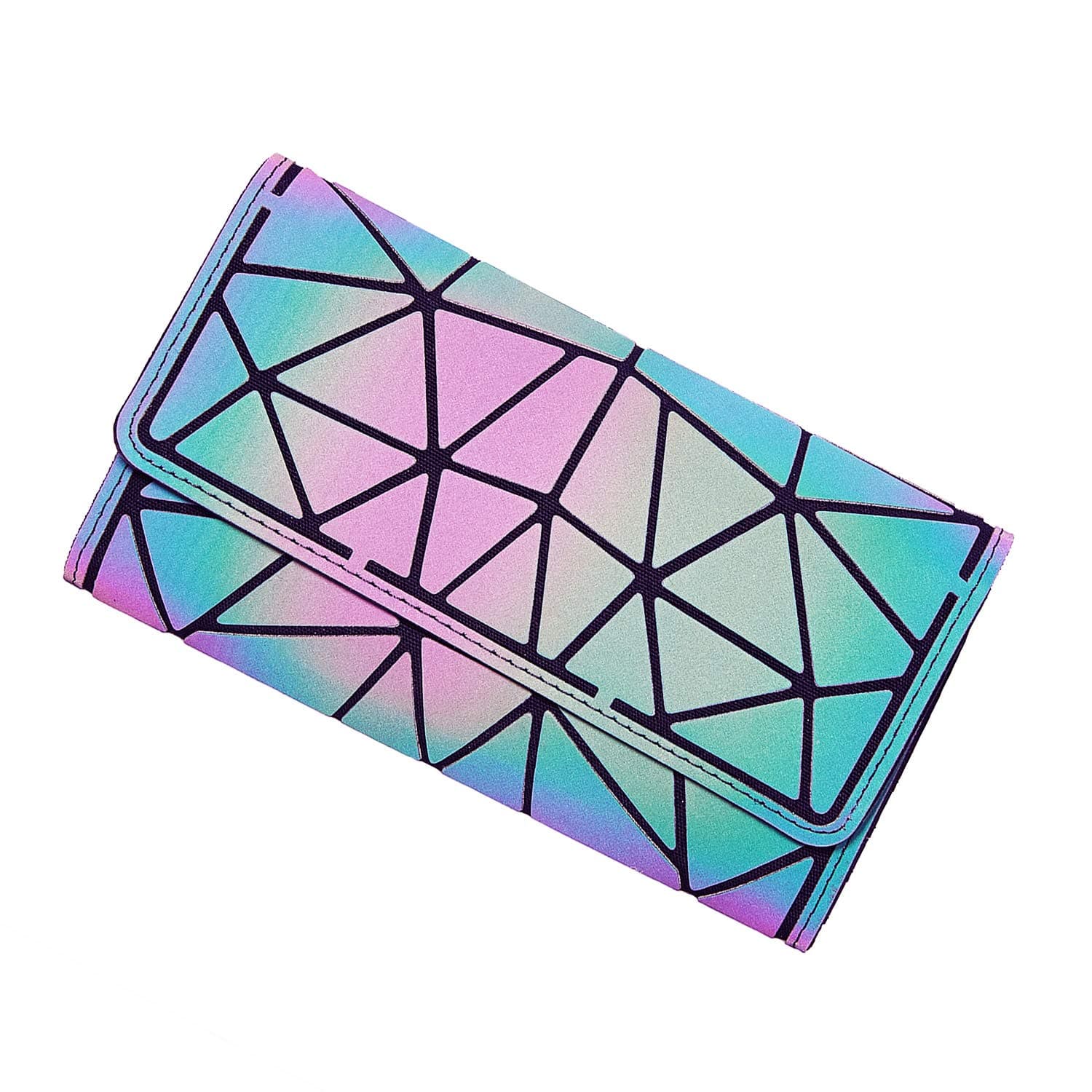 Geometric Handbag Luminous Women Tote Bag Holographich Purses and Handbags Flash Reflactive Crossbody Bag for Women (Folding Wallet)