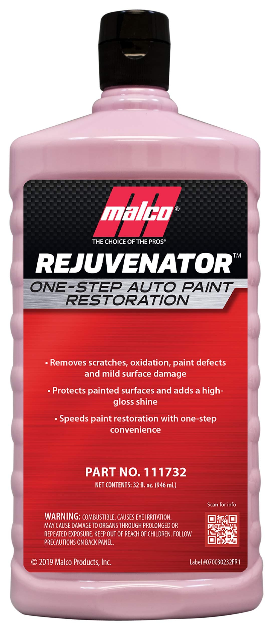 Malco Paint Rejuvenator - One Step Automotive Paint Restoration/Clear Coat Scratch and Swirl Remover/Re-Shine Old, Aged Paint to Look New / 32 Fl Oz (111732)