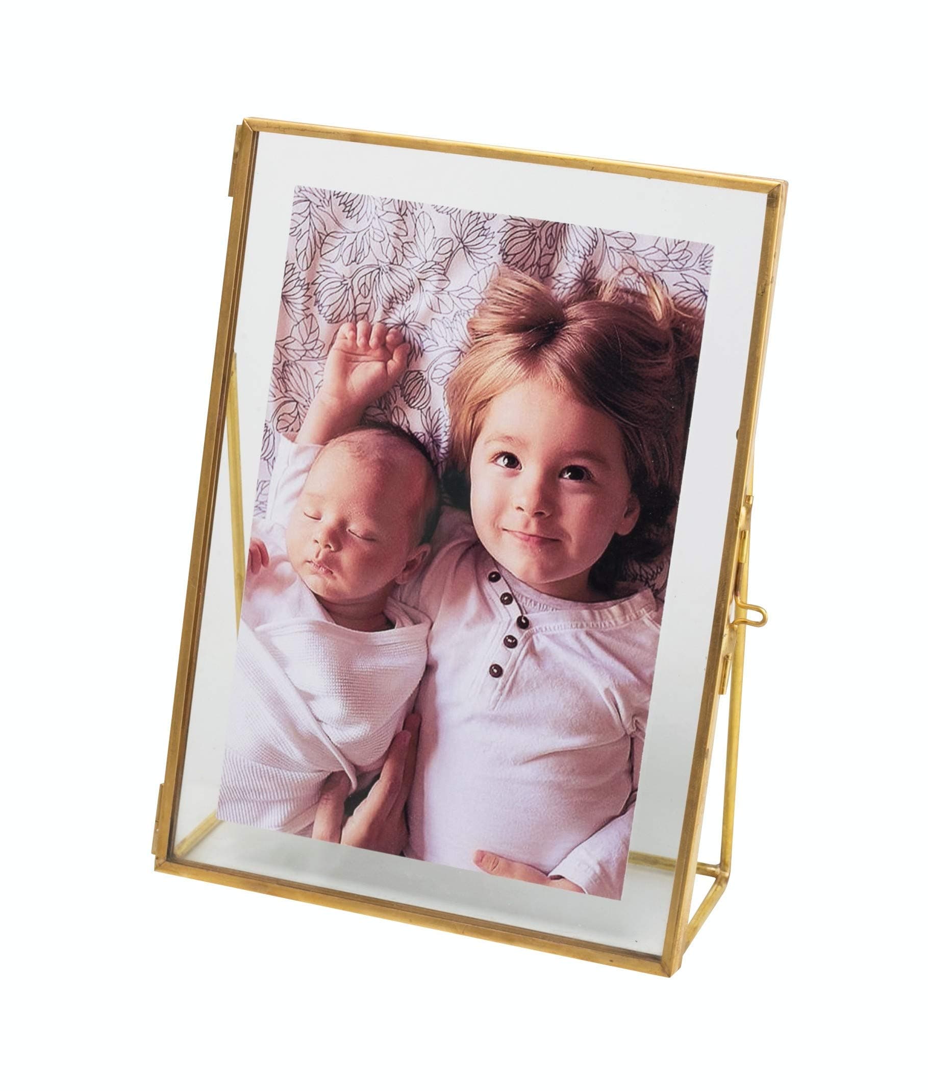 5x7 Gold Photo Frame Vintage Style Antique Gold Standing Picture Frames with Pressed Glass, Brass (5 x 7)