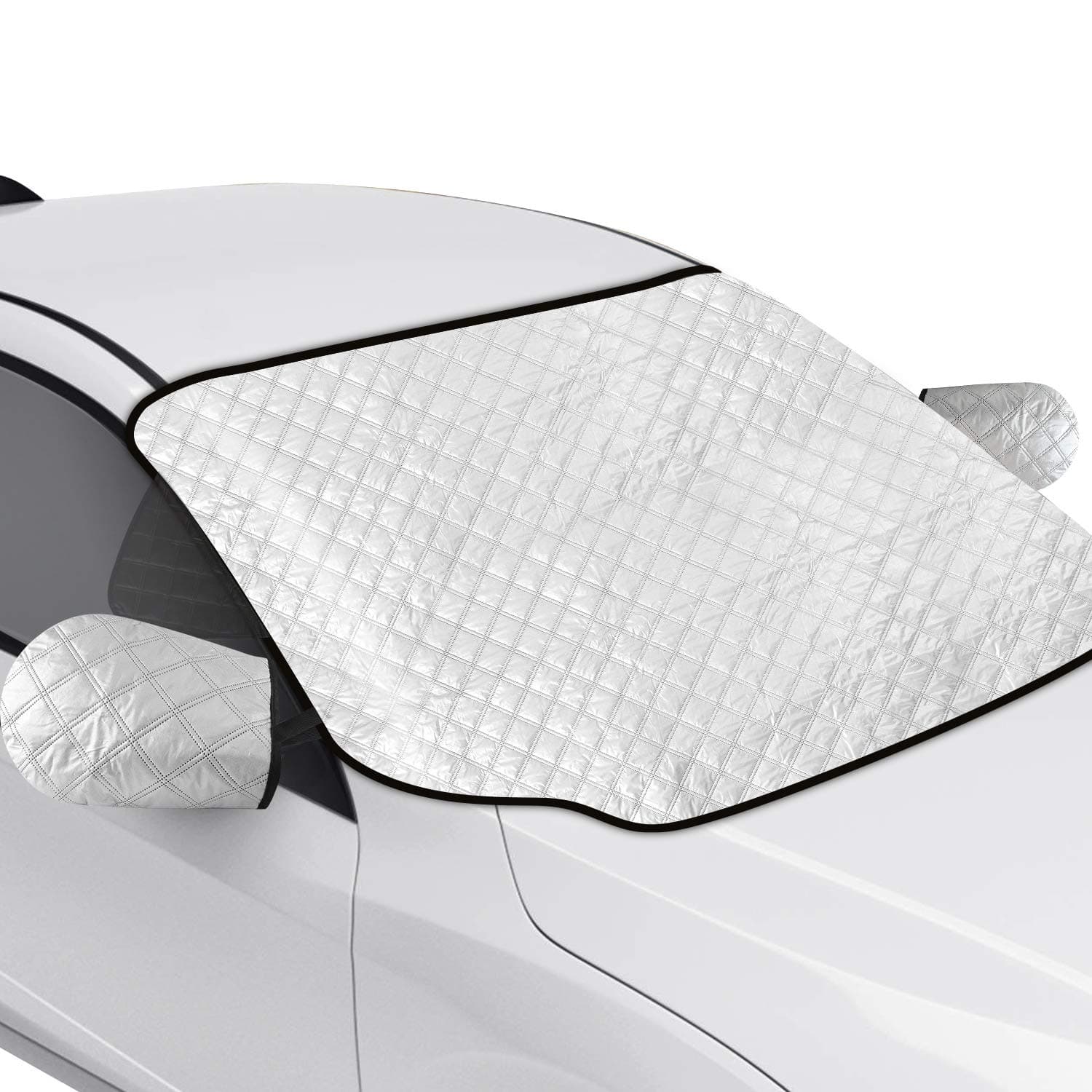 AURELIO TECH Magnetic Car Windshield Snow Cover with Side Mirror Covers for Ice Snow and Frost, Double Side Design, 4 Layers Protection, Extra Large, Fits Most Cars, Trucks, SUVs, Minivans