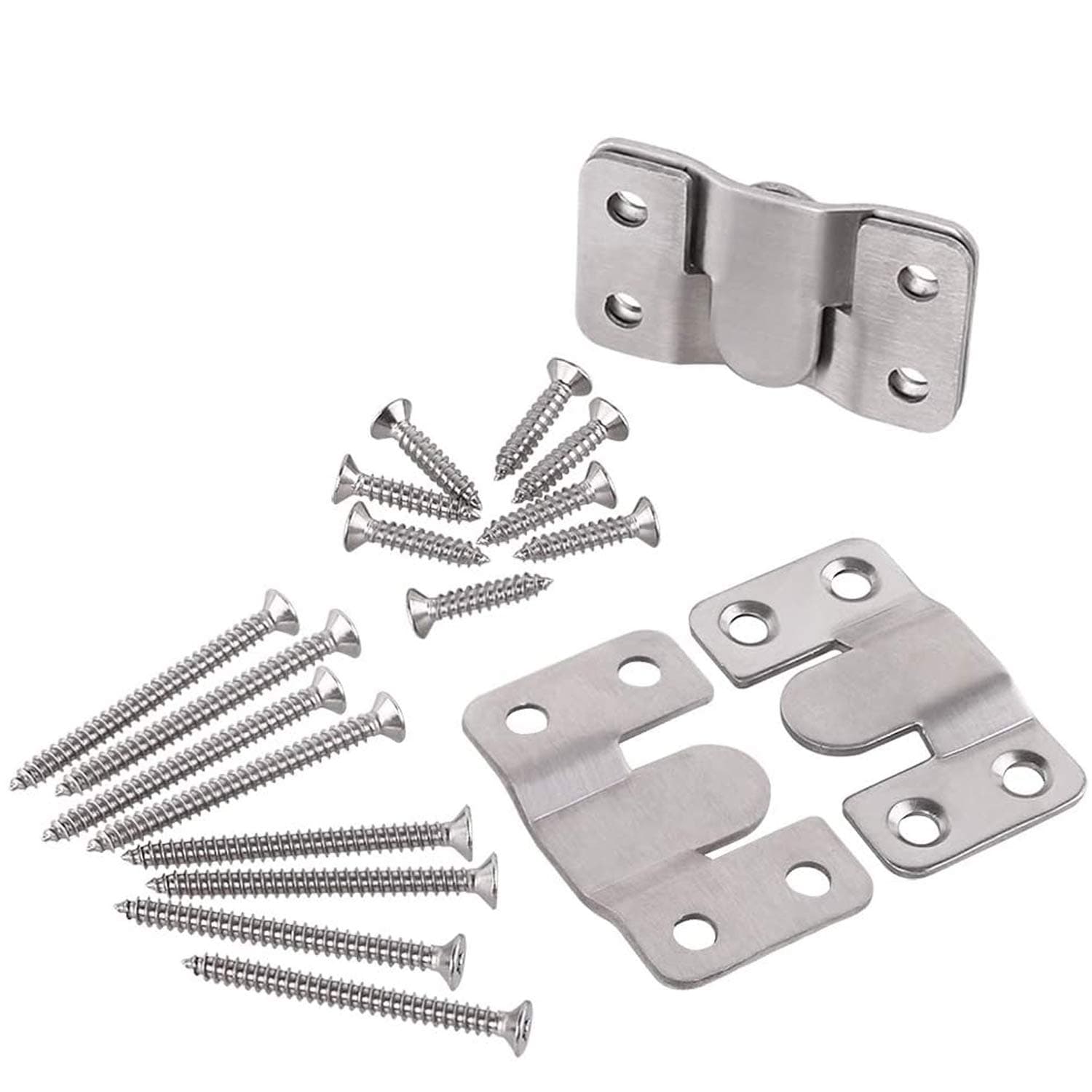 Furniture Extra-Thin Flush Mount Bracket- Large Picture Hangers- Heavy Duty Photo Frame Hook- Headboard Wall Mount Hardware- Stainless Steel Interlocking Z Clips (Large Size, 2 Sets with Screws)