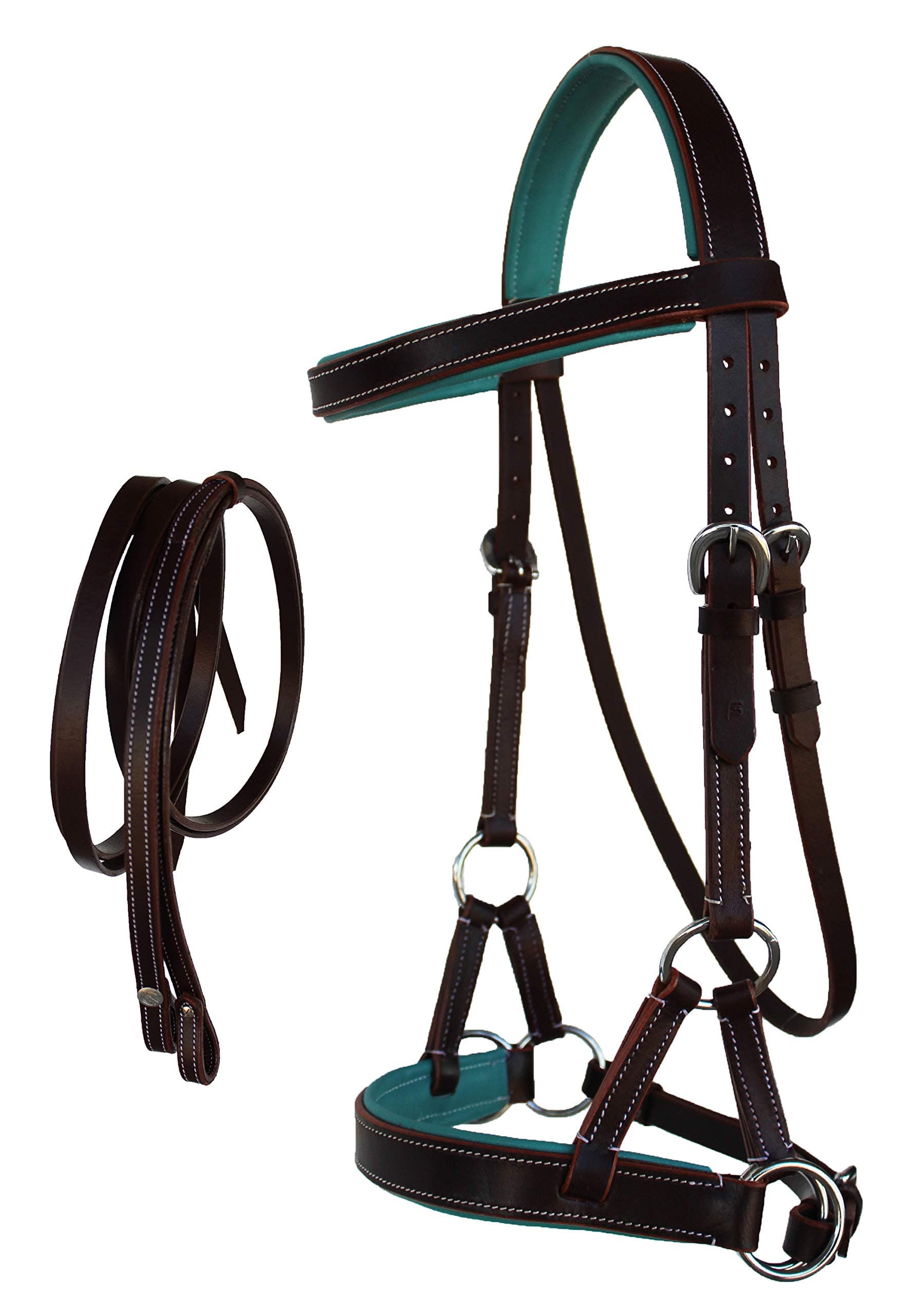 CHALLENGER Western Horse Leather Bitless sidepull Bridle Reins 7710TL-F
