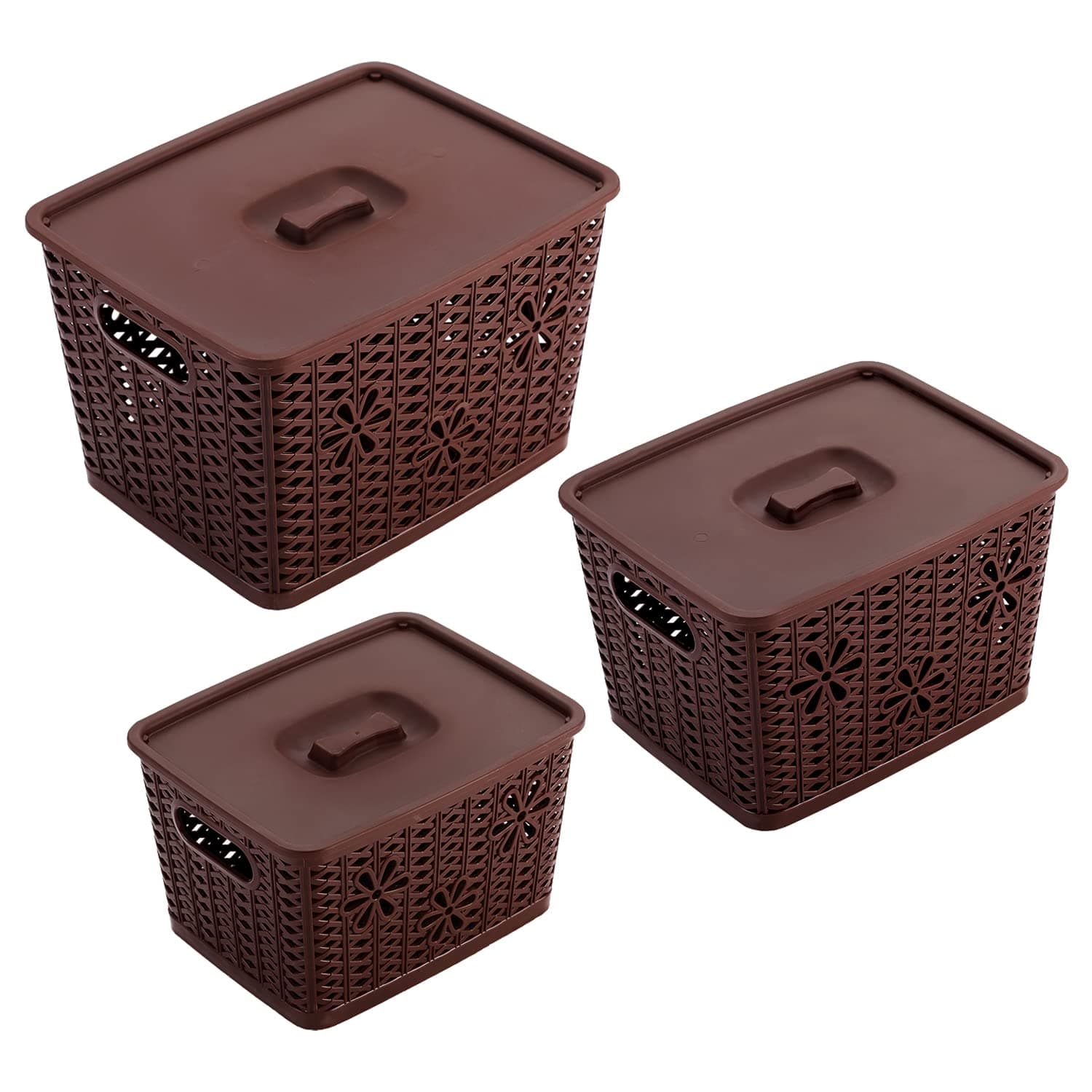 Selvel Dollar Basket Set of 3, Dark Brown