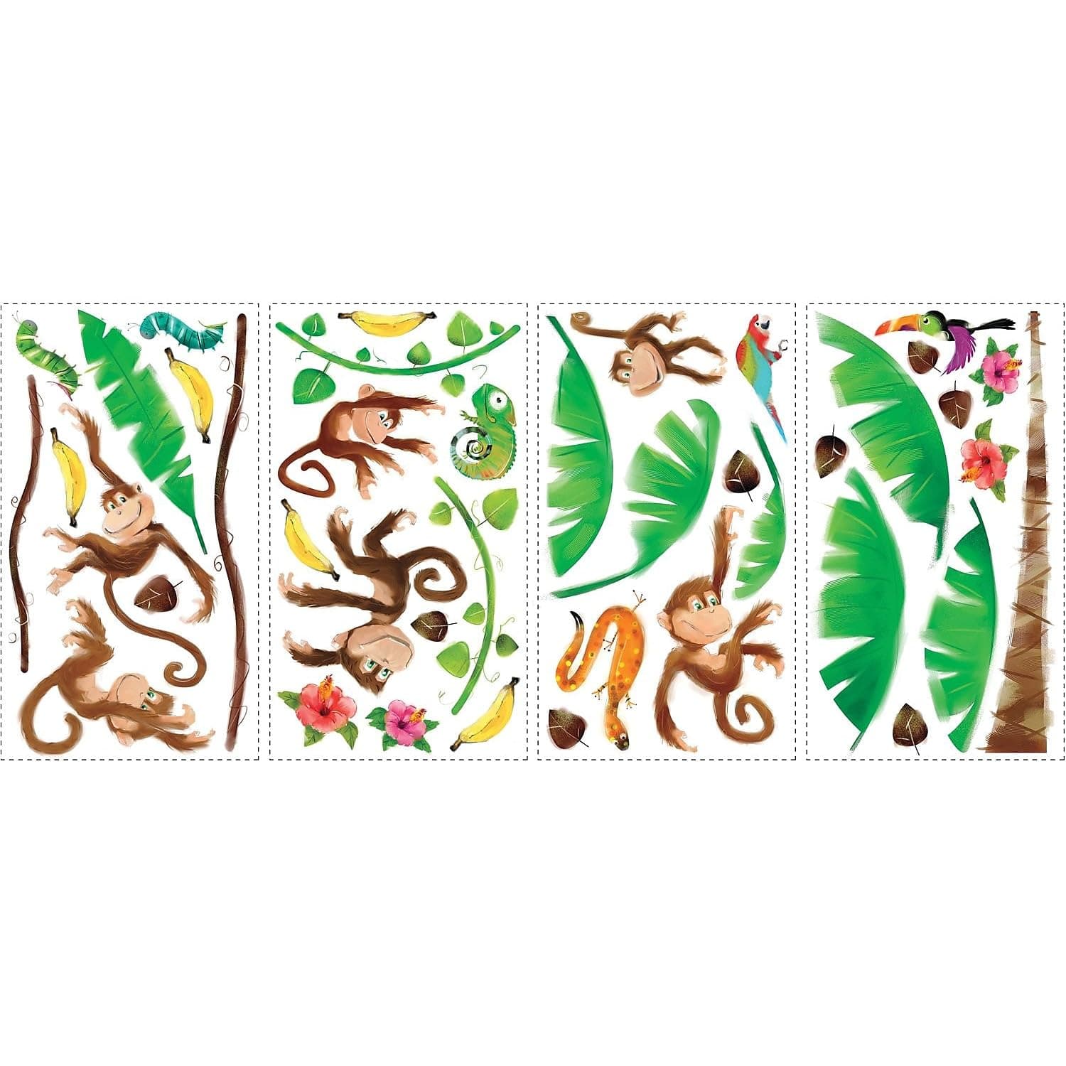 RoomMates RMK1676SCS Monkey Business Peel and Stick Wall Decals , Brown