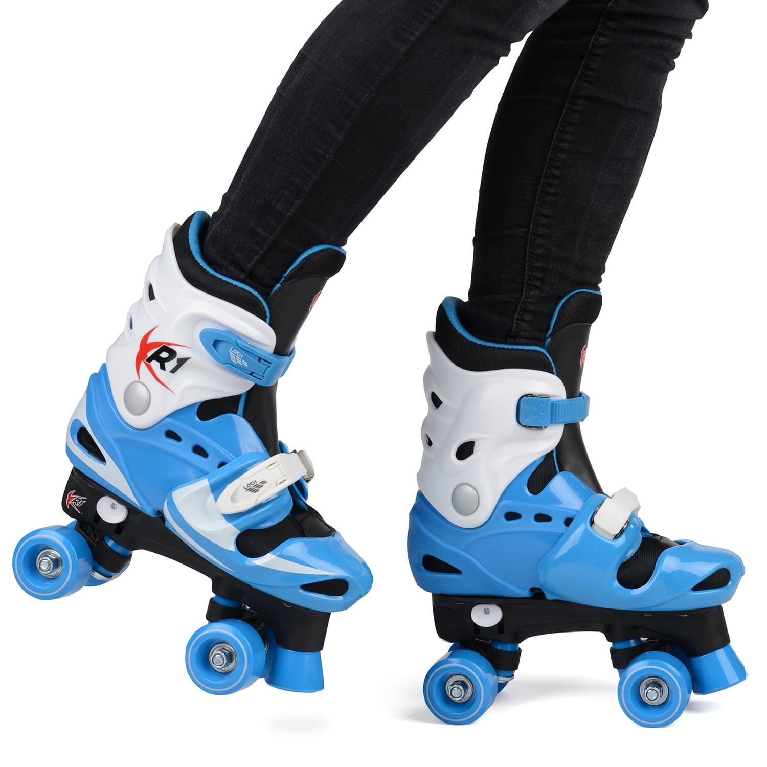 Loch Children's Roller Skates Boys' Adjustable Quad Boots Blue Pro Skating XR-1