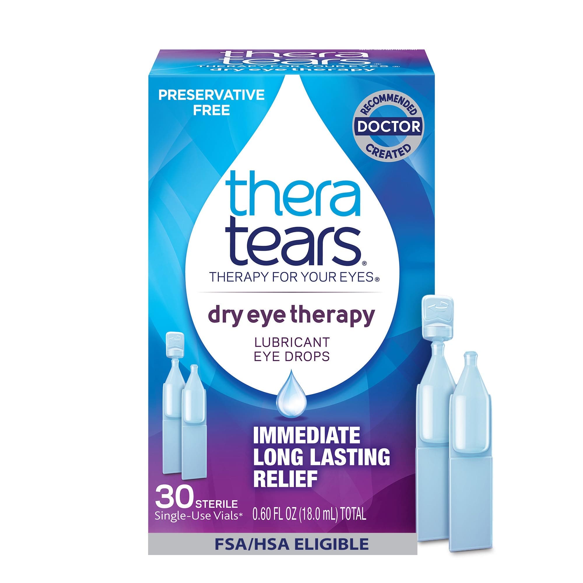 Lubricant Eye Drops by Thera Tears, .02 oz Ampoule, 32/Box