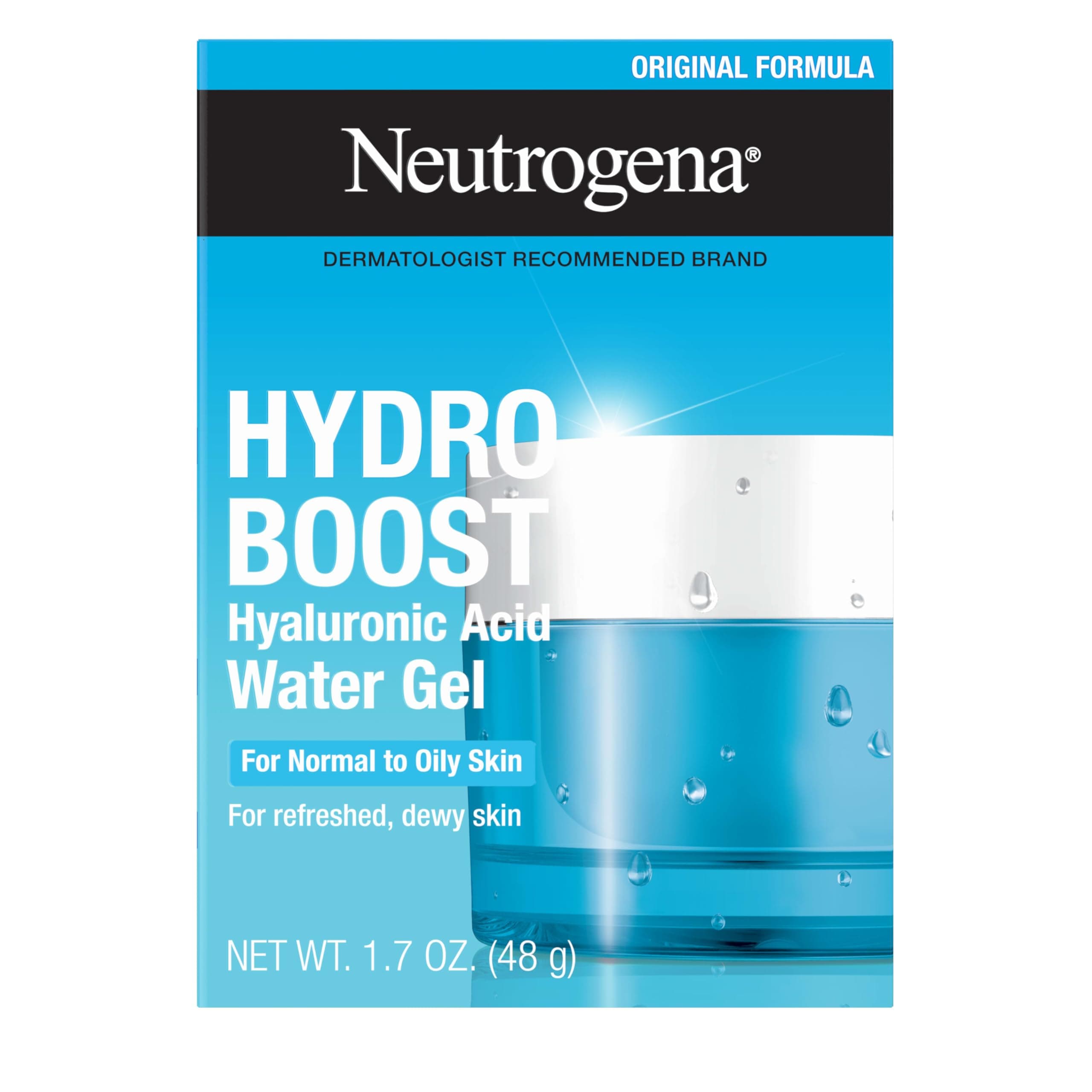 Neutrogena Hydro Boost Face Moisturizer with Hyaluronic Acid for Dry Skin, Oil-Free and Non-Comedogenic Water Gel Face Lotion, 1.7 oz (48.8 ml)