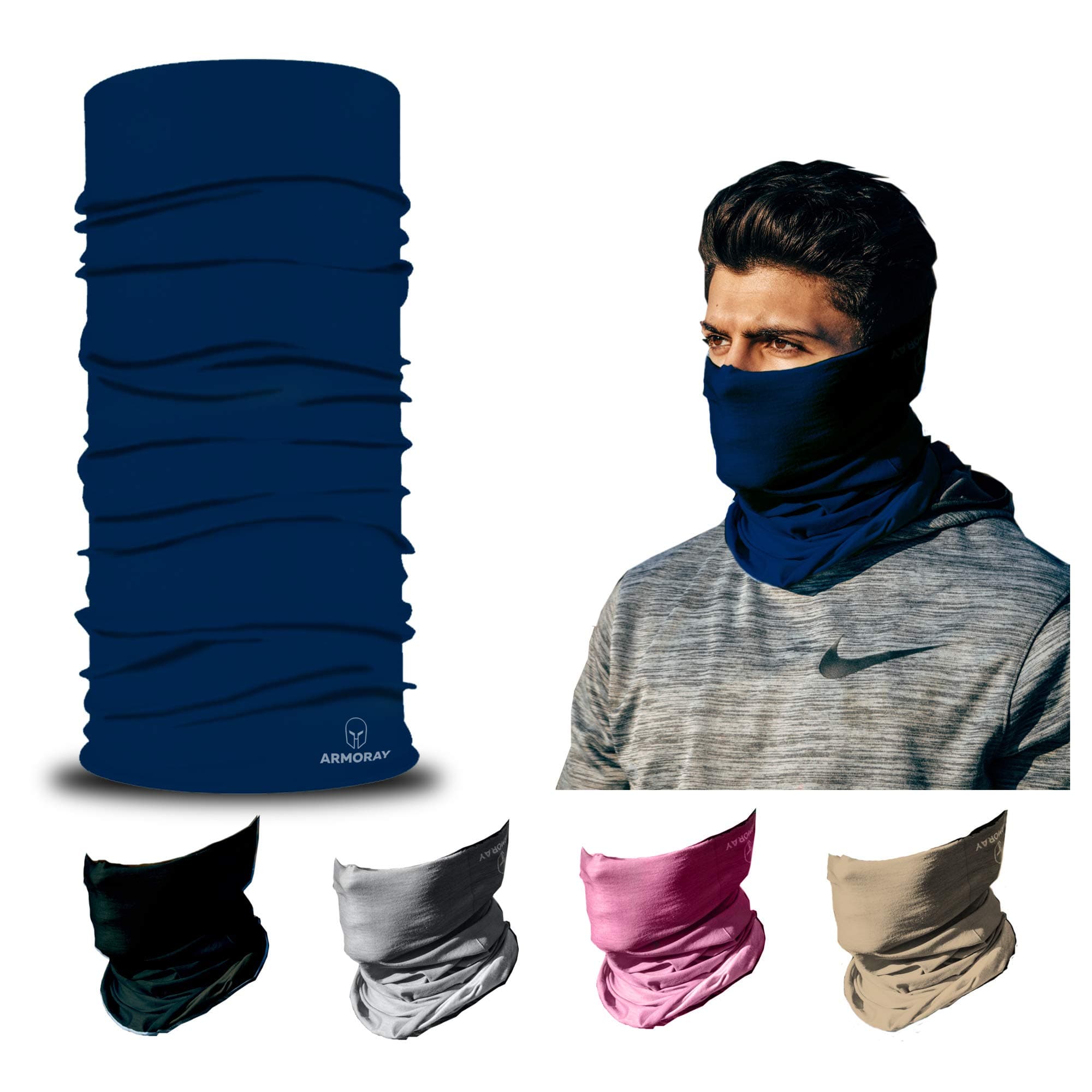 ARMORAY Face Mask, Head Wrap, Neck Gaiter, Headband, Fishing Mask, Magic Scarf, Tube Mask, Face Bandana Mask