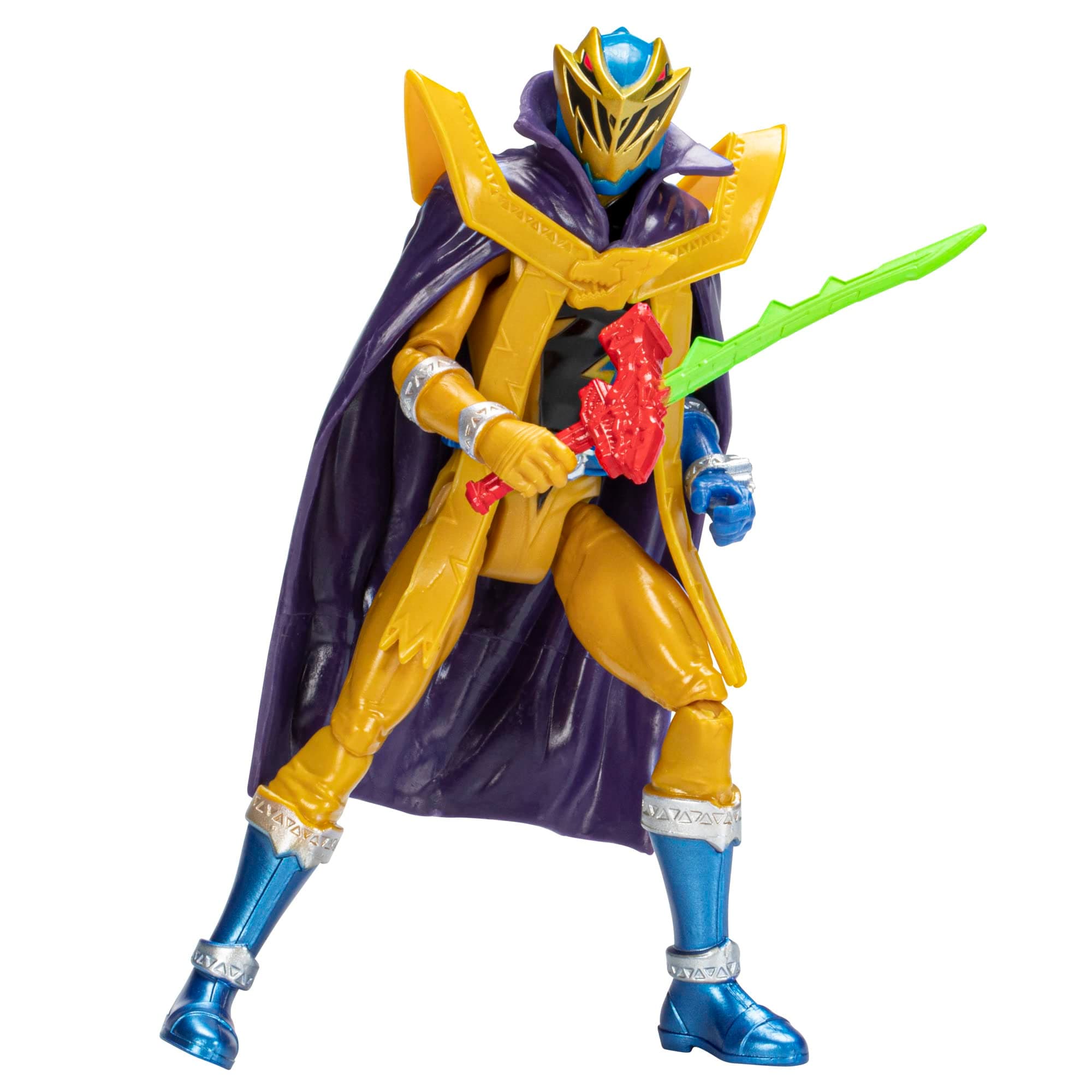 Power Rangers Dino Master Mode Gold Ranger 6-Inch Action Figure Toy with Dino Fury Key, Saber Accessory, Ages 4 and Up
