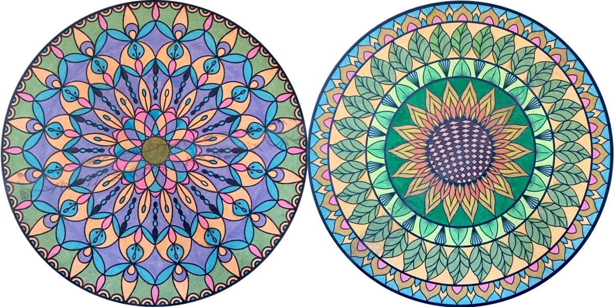 Circle Shape Painting Board with Mandala Design of 11 3/8 inches Diameter (Pack of 2) DIY (KIT-4)