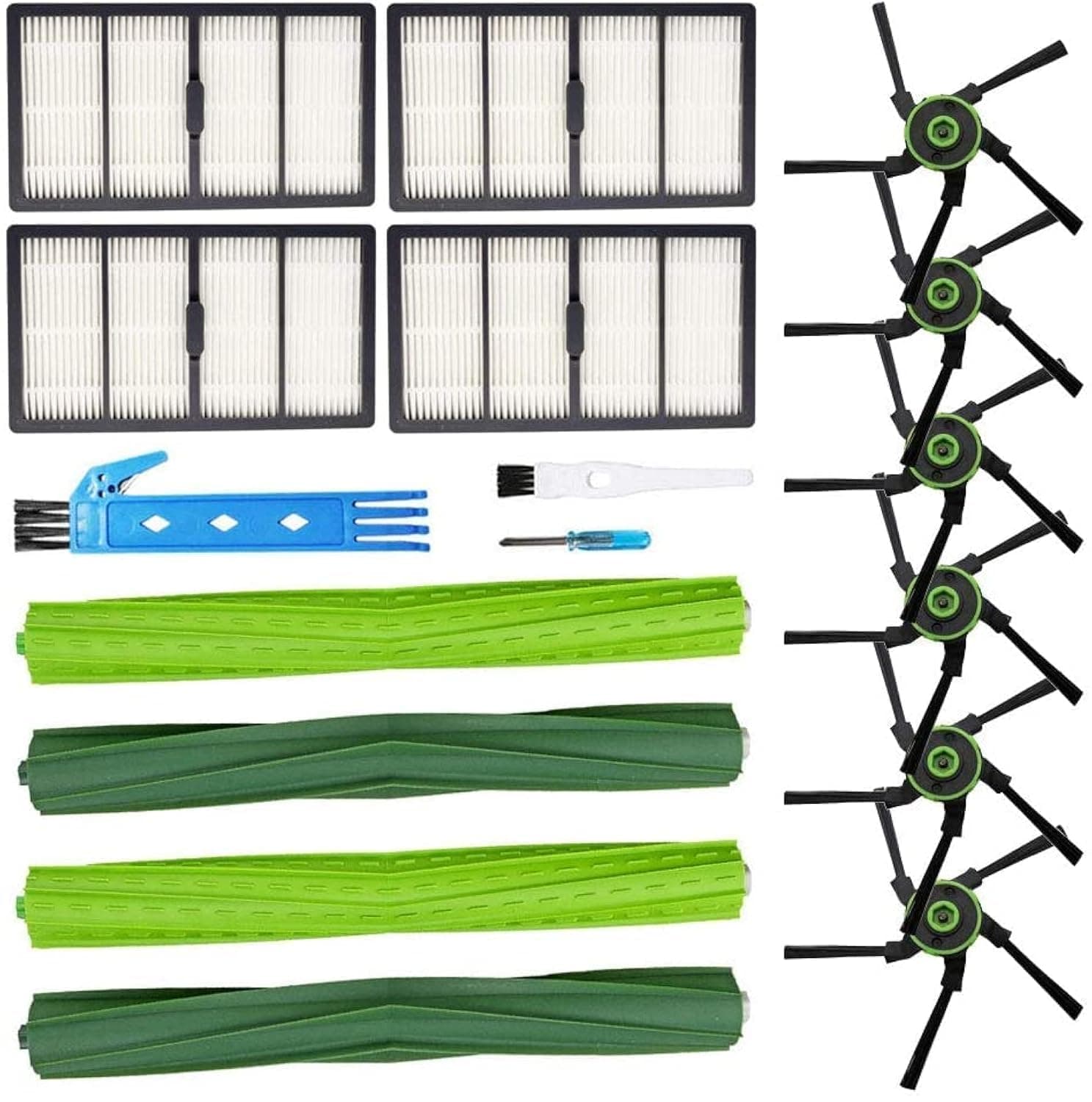 Replacement Parts Fit for iRobot Roomba s9 (9150) s9+ (9550) s Series Wi-Fi Connected Robot Vacuum Kits (2 Rubber Brushes, 4 Filters, 6 Side Brushes)