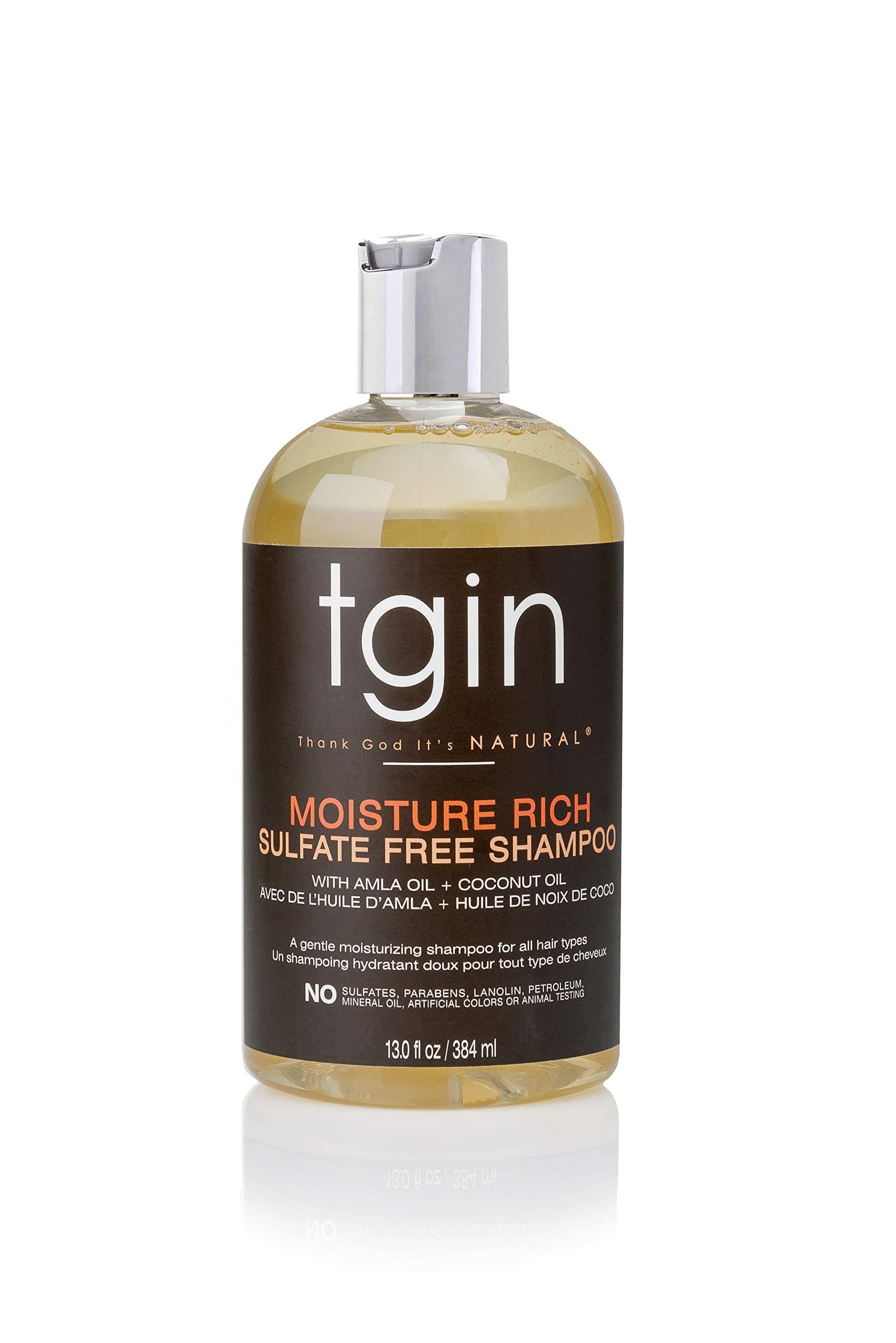TGIN Thank God It's Natural Moisture Rich Sulfate Free Shampoo With Amla Oil + Coconut Oil 13 Fl oz