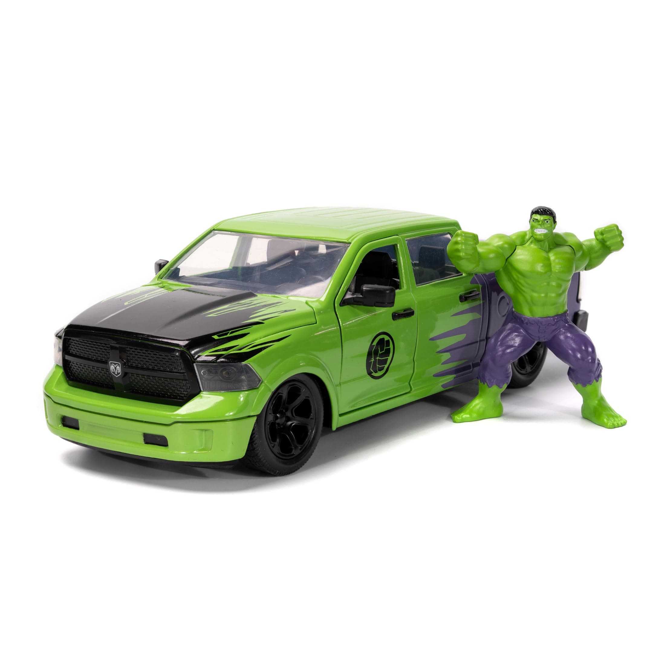 Jada Marvel 1:24 Dodge Ram 1500 Die-Cast Car & 2.75" Incredible Hulk Figure, Toys for Kids and Adults