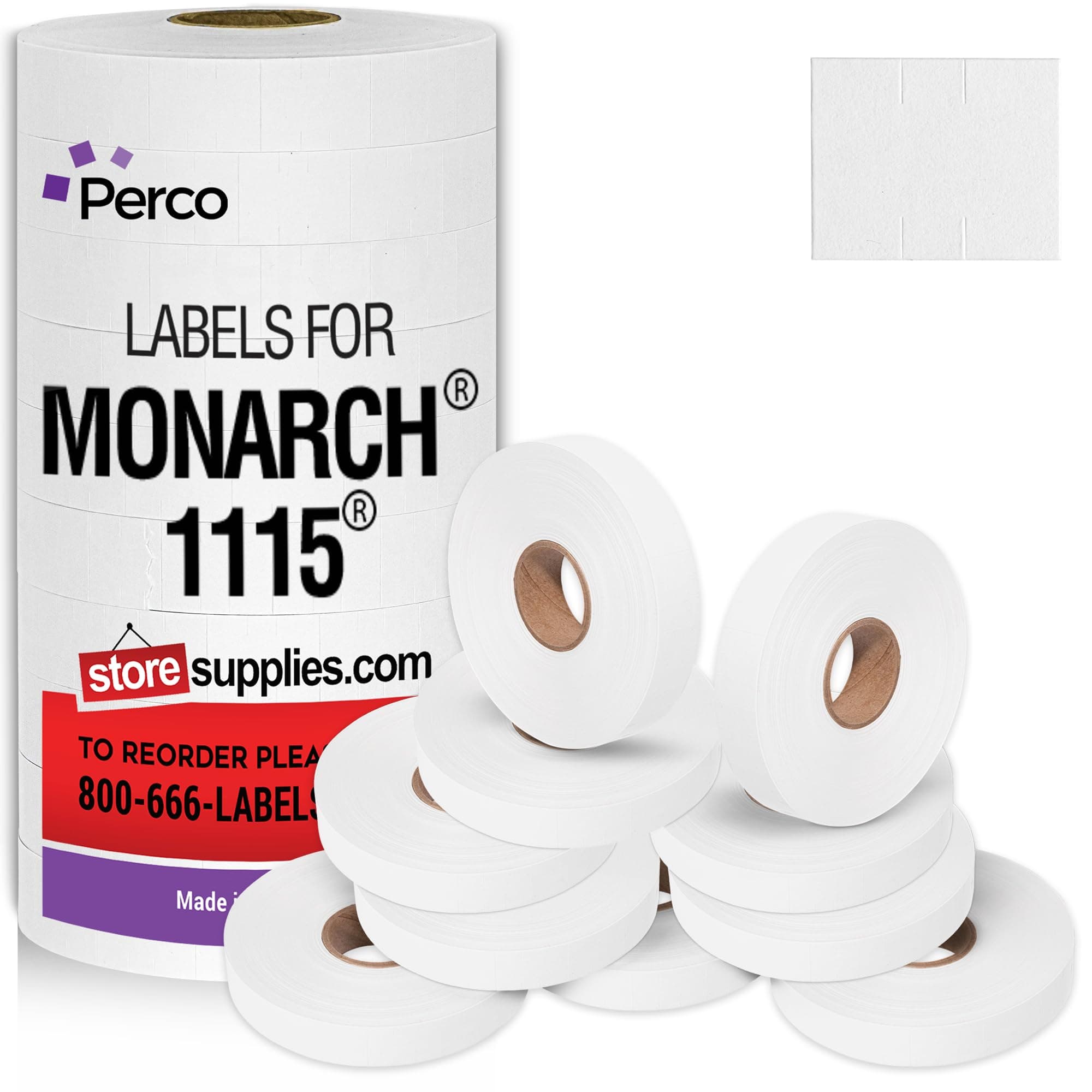 White Pricing Labels for Monarch 1115 Price Gun - 10 Rolls, 15,000 Price Marking Labels - with Bonus Ink Roll