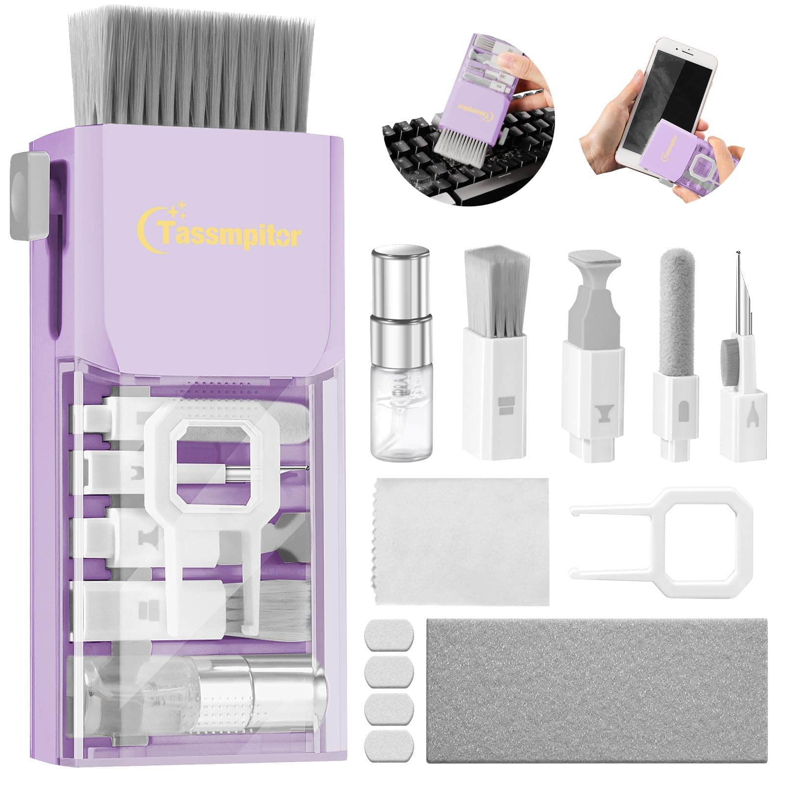 Laptop Screen Keyboard Cleaner Kit, All in 1 Electronic Cleaning Tool for MacBook iPad iPhone Pro Cell Phone, Brush Tool for Tablet, Computer, PC Monitor,TV Camera Lens with Patent, Purple
