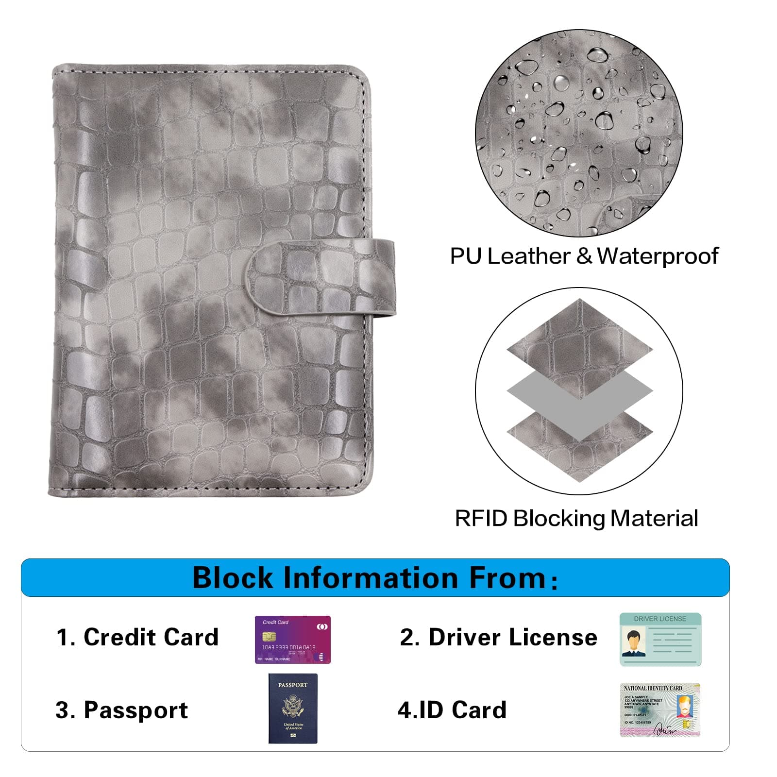 Melsbrinna Premium Leather Passport Holder Waterproof RFID Blocking Travel Wallet Passport Holder with Pen Holder Cute Passport Book for Women/Men