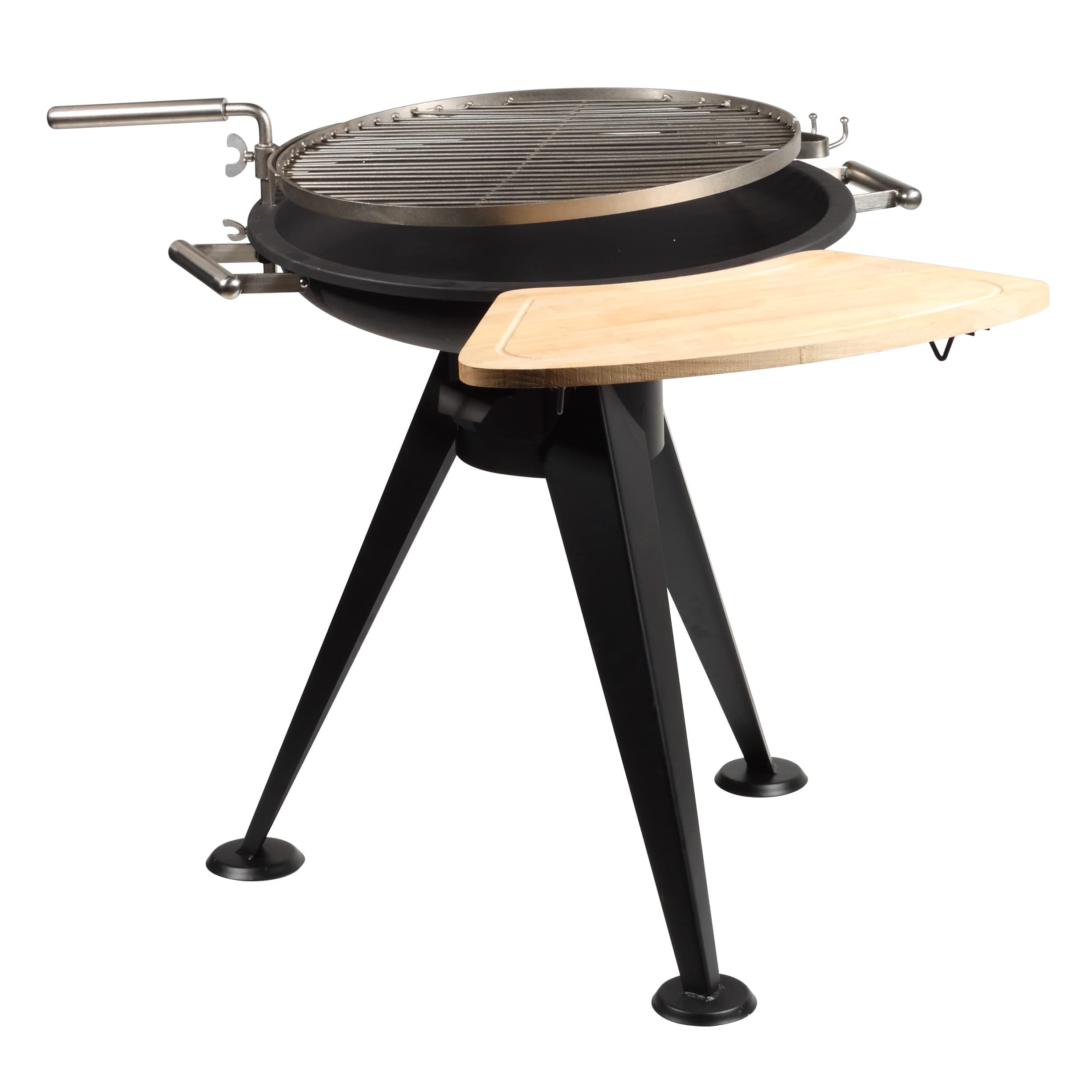 FireFriend BQ-6870 Charcoal barbecue – Diameter baking surface: 55 cm – Wooden side table