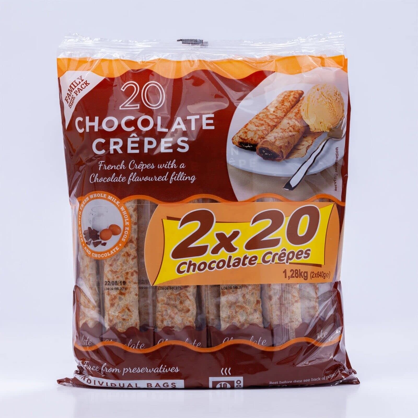 Tigreat French Made Chocolate Filling Crepes Pack Snack Family Pack of 2 Bags 40x32g Individually Packed Family Pack
