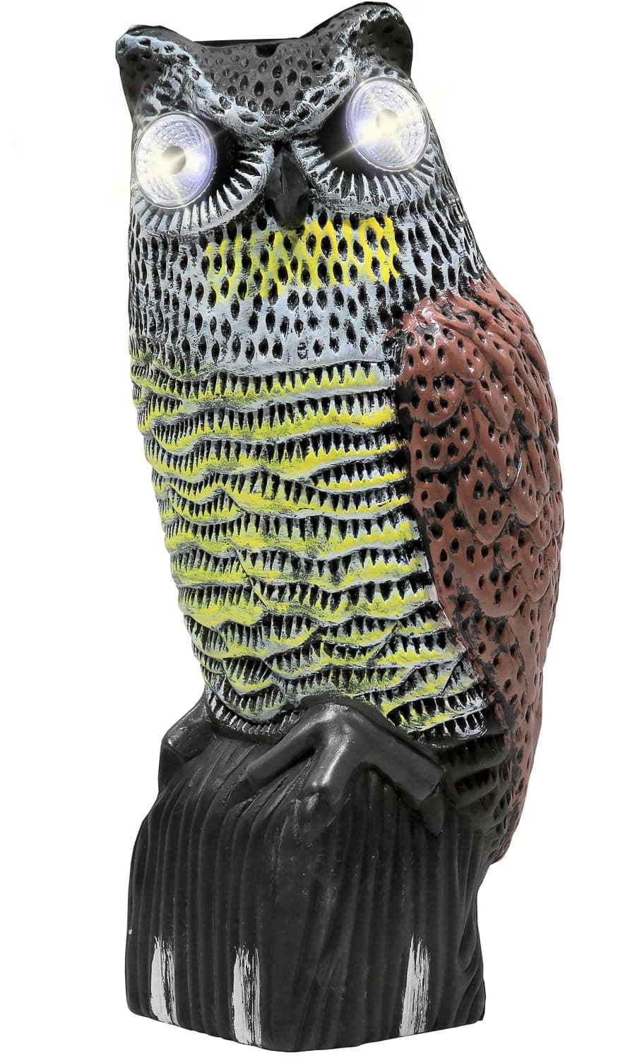 Galashield Owl Decoy | Plastic Owls to Scare Birds Away with Solar Powered LED Eyes | Owl Statue for Garden & Outdoors