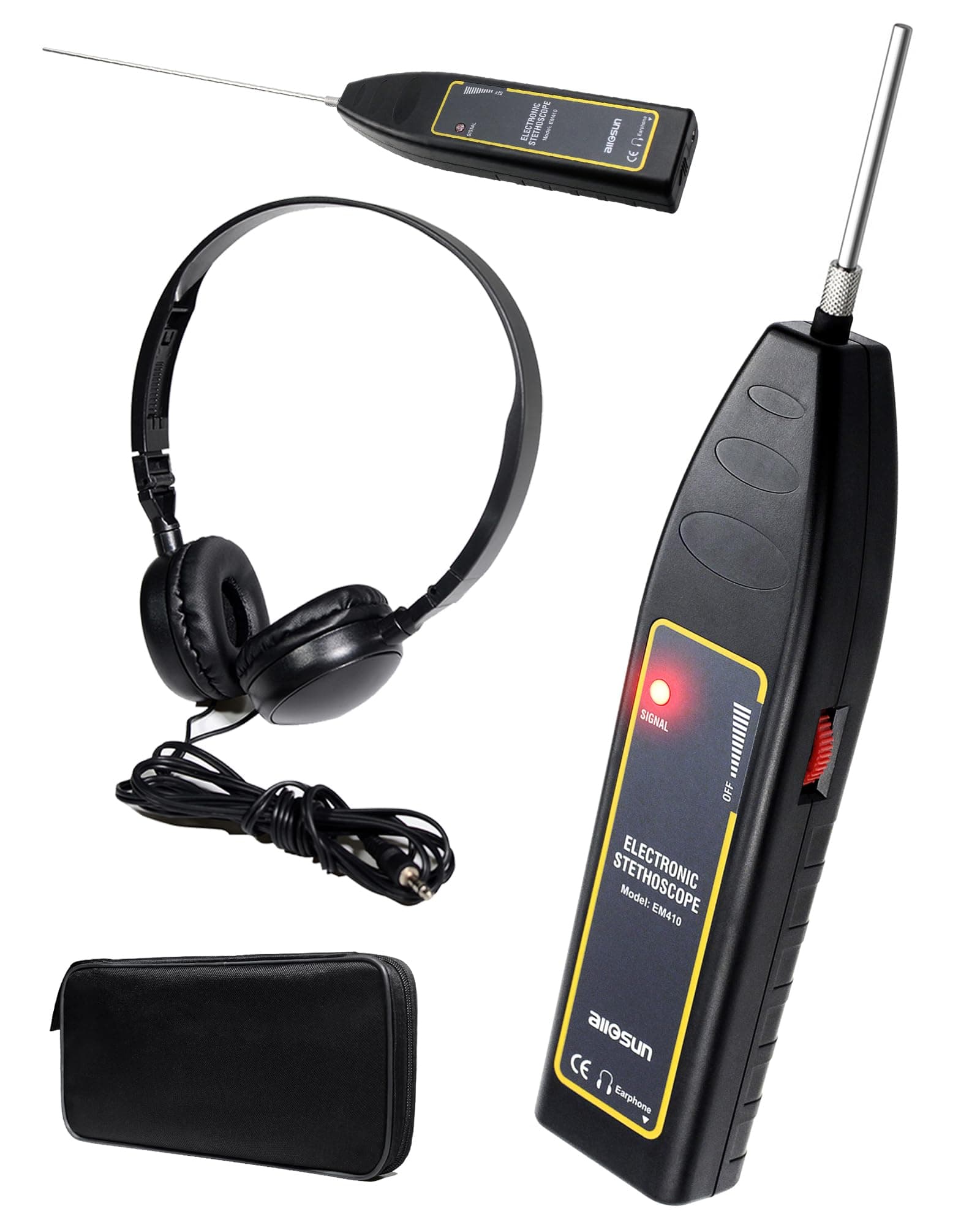 ALLOSUN Automotive Electronic Mechanics Stethoscope Electronic EAR Diagnostic Device Kit EM410 with Short and Long probe