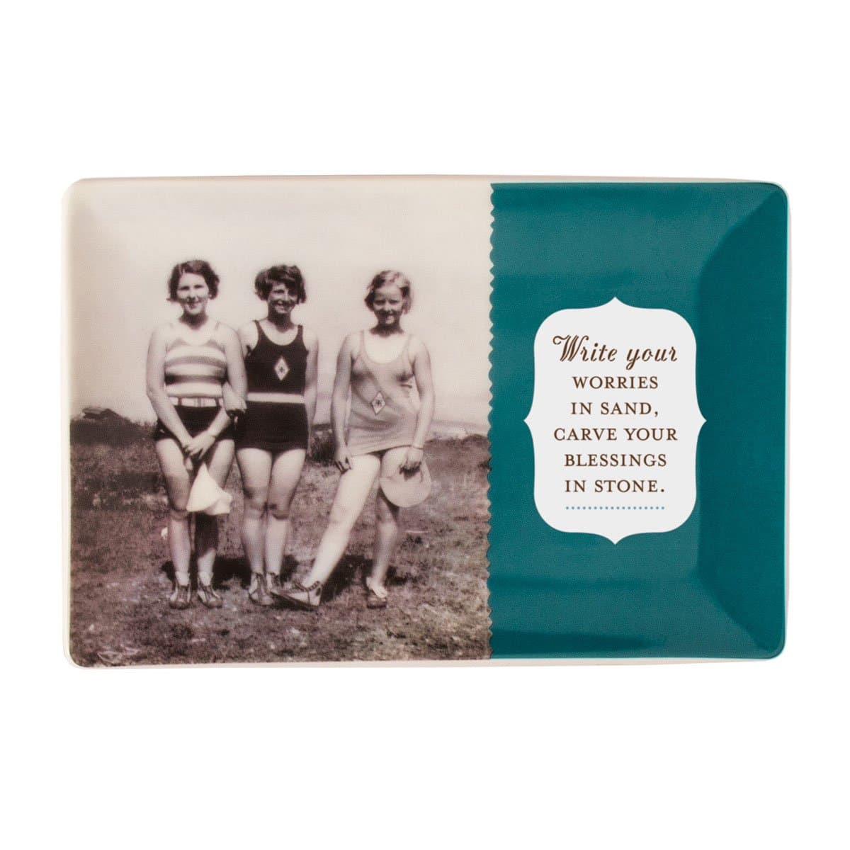 Shannon Martin Design Porcelain Trinket Tray, Write Your Worries in Sand