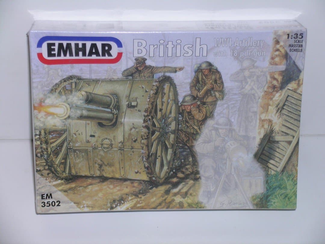 Emhar Models EM3502 British WWI Artillery Model Building Kit with 18PDR Gun