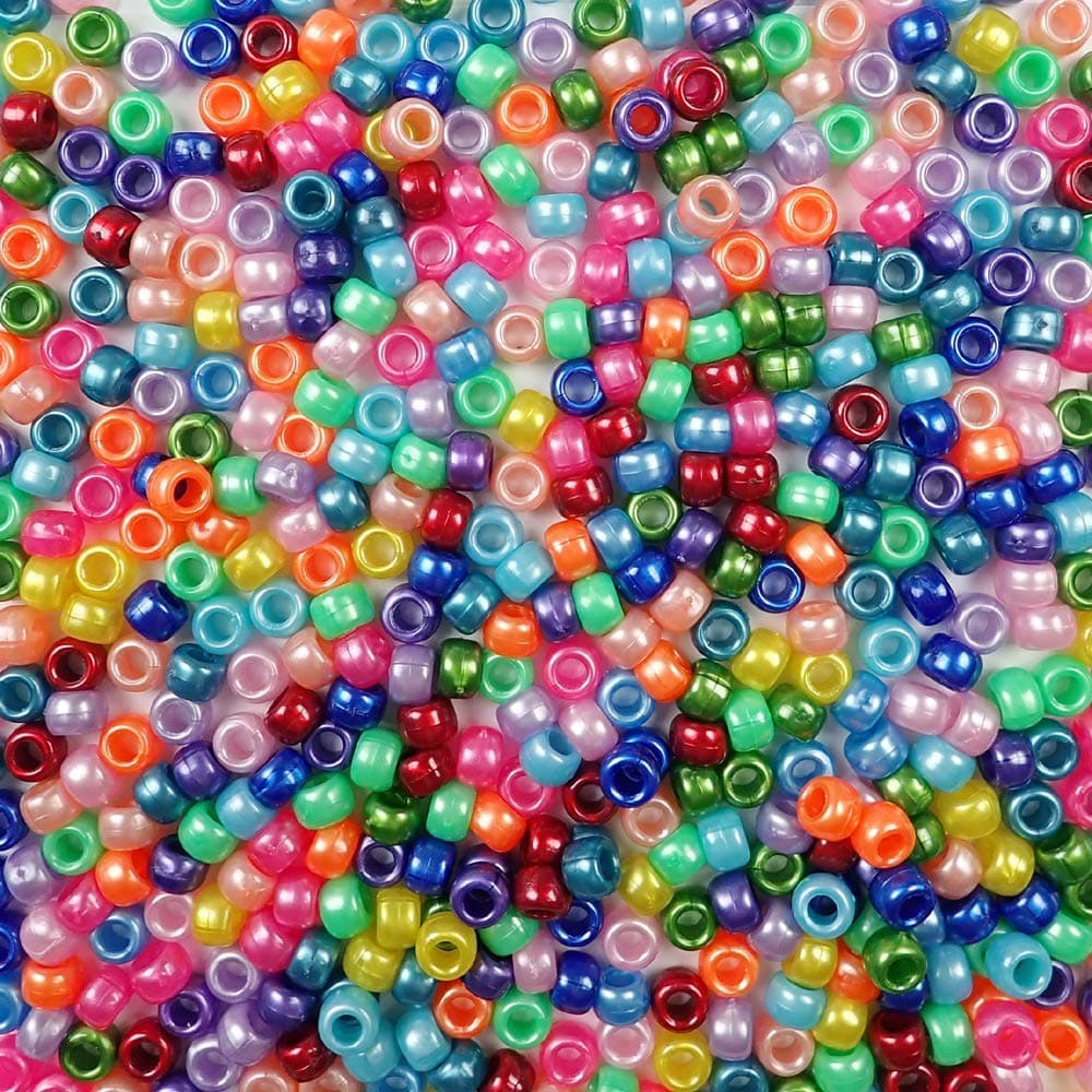 1,000 pcs Rainbow Pony Beads 6 x 9 mm Plastic DIY Craft Beads for Bracelet, Necklace,Jewelry Making