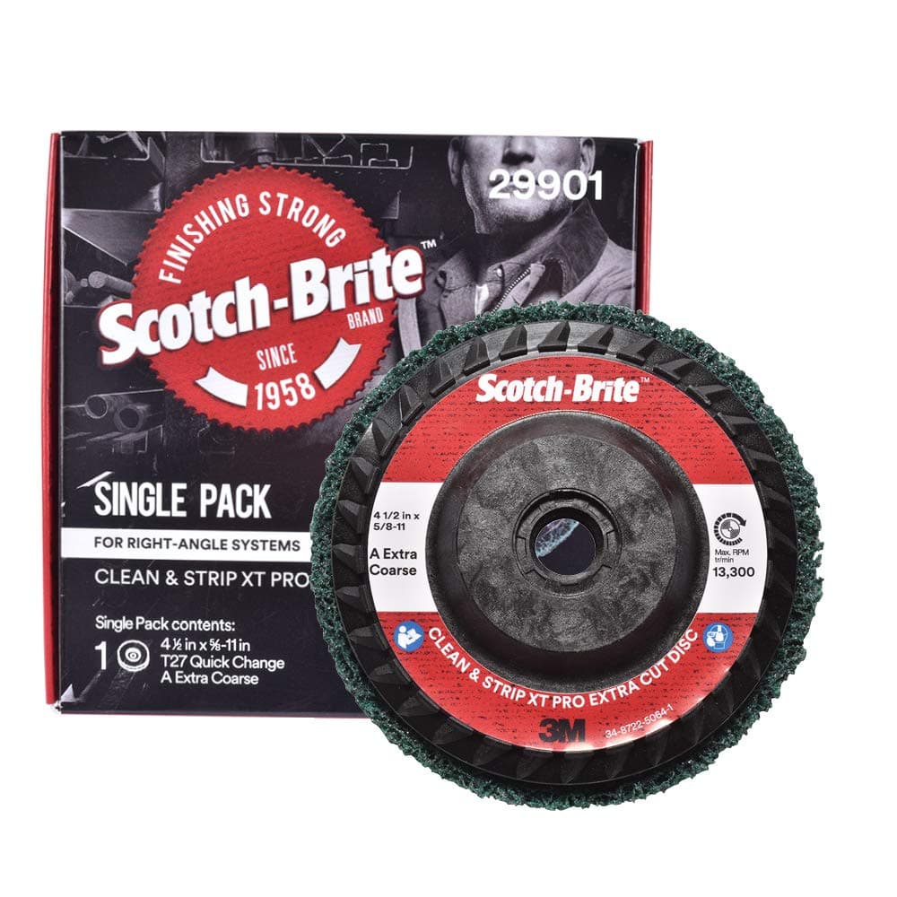 Scotch-Brite Clean and Strip XT Pro Extra Cut Disc - Heavy Rust Remover - 4.5” diam. x 5/8-11 Quick Change Thread - Extra Coarse Aluminum Oxide - Pack of 1