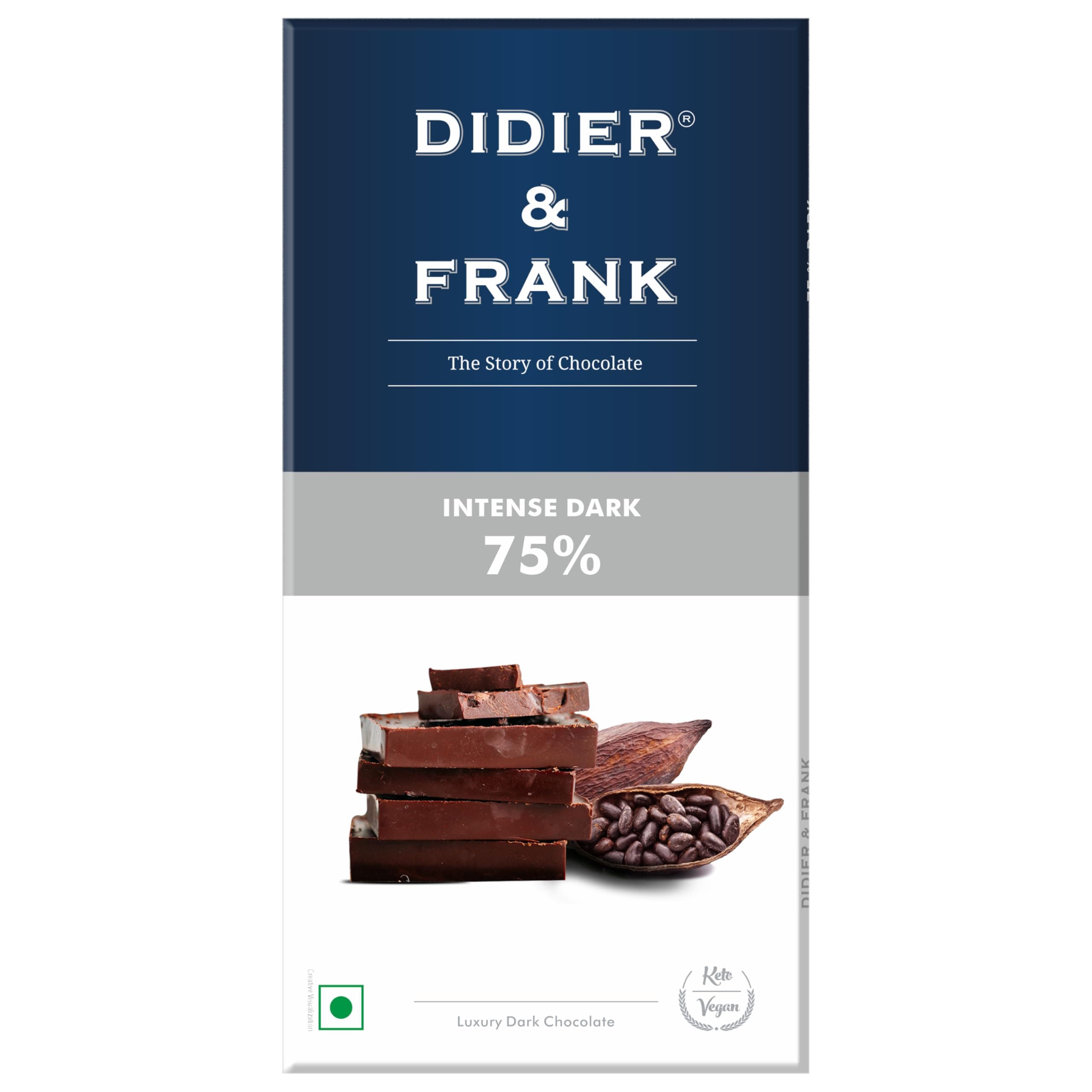 Didier & Frank Intense 75% Dark Chocolate, 80g (Keto)