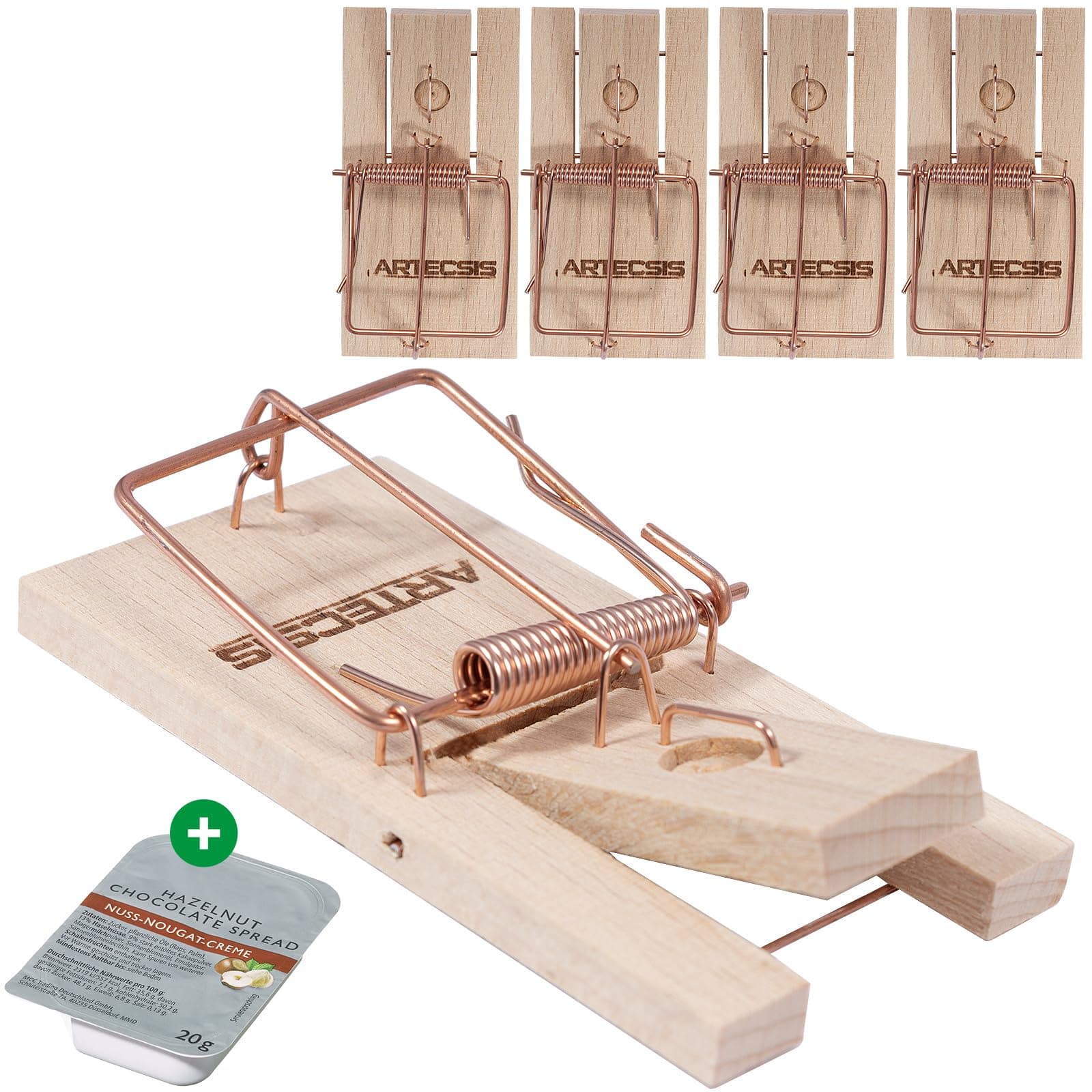 ARTECSIS - Set of 5 Wooden Mouse Pads, Brown, 9.5 x 5 x 1.5 cm