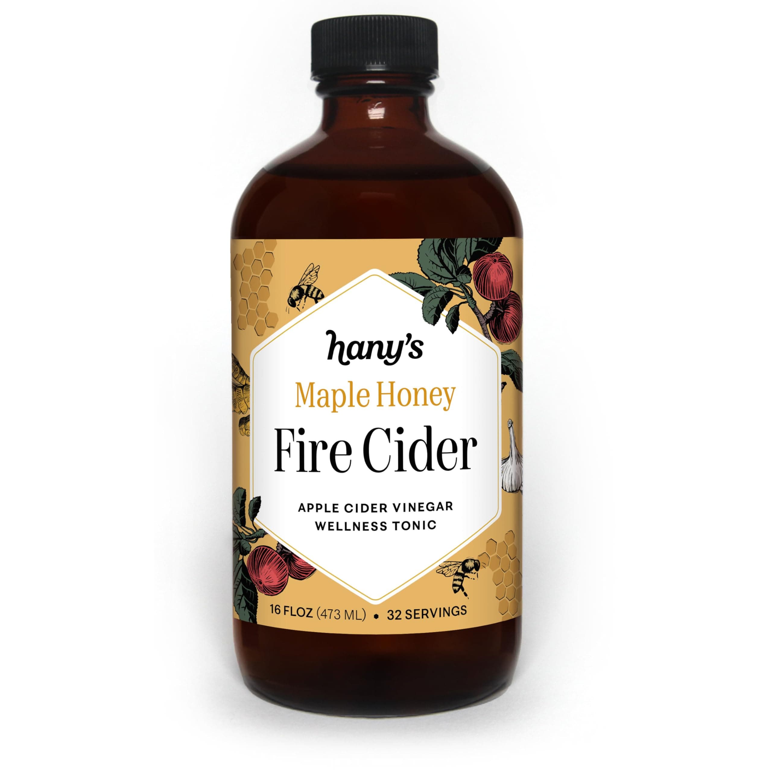 Harvest Maple Honey Fire Cider – 16 fl oz Glass Bottle | All-Natural, Small-Batch, Handcrafted, Non-GMO, Gluten-Free